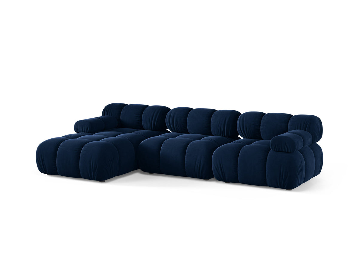 Bellis Velour modulares Ecksofa links 4 Sitzer 155cm in Royal Blue-Bluvel präsentiert im Onlineshop von KAQTU Design AG. L-Sofa links ist von Micadoni