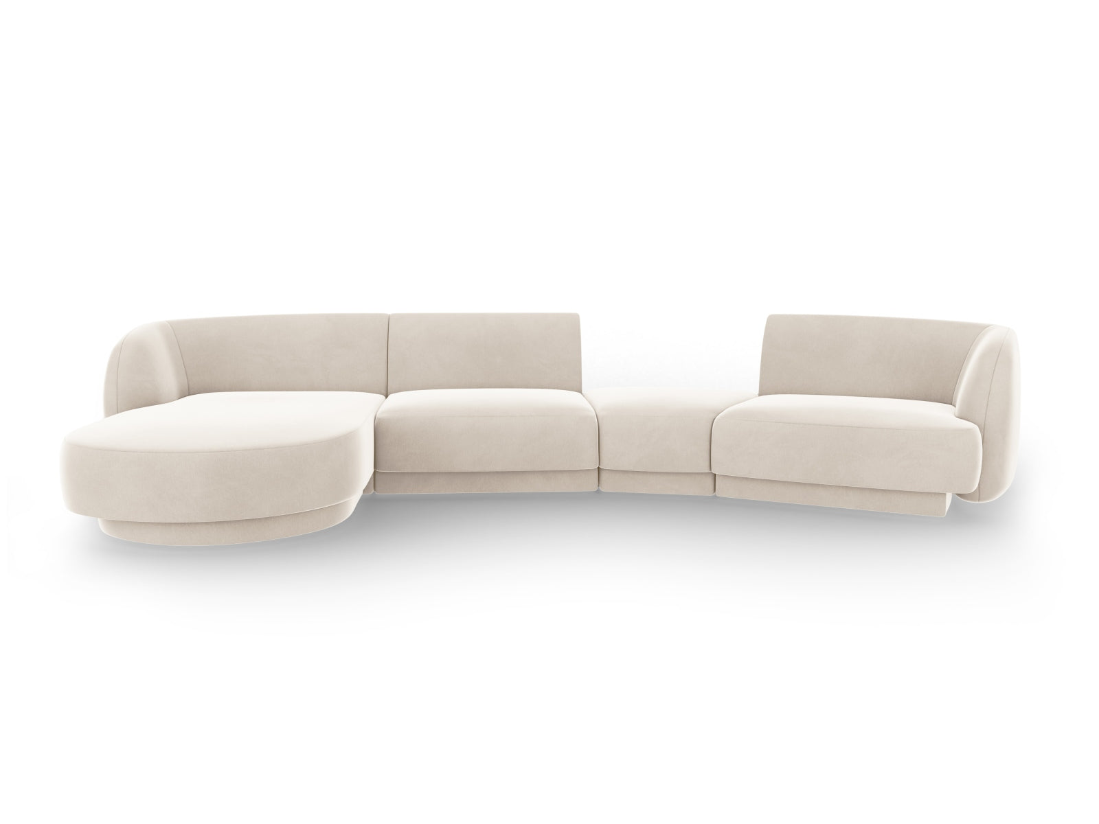 Miley Velour modulares Sofa links 4 Sitzer in Light Beige präsentiert im Onlineshop von KAQTU Design AG. L-Sofa links ist von Micadoni