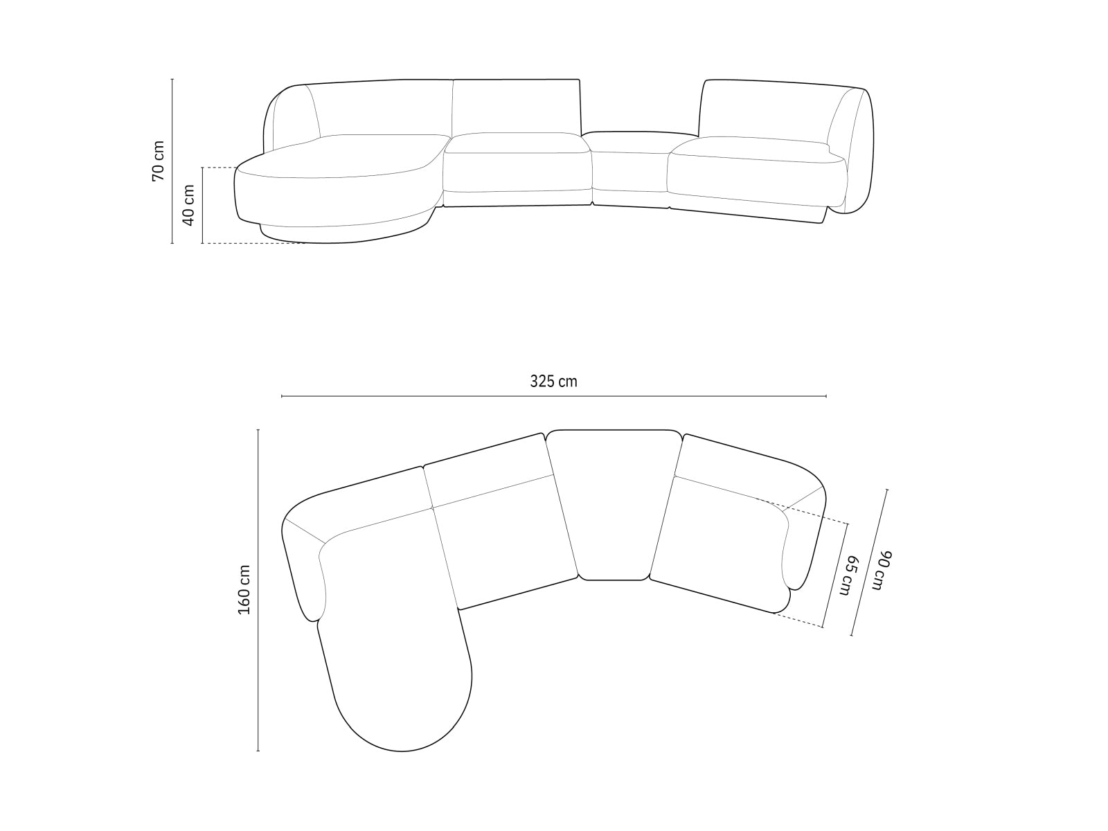 Miley Velour modulares Sofa links 4 Sitzer in Cappuccino präsentiert im Onlineshop von KAQTU Design AG. L-Sofa links ist von Micadoni