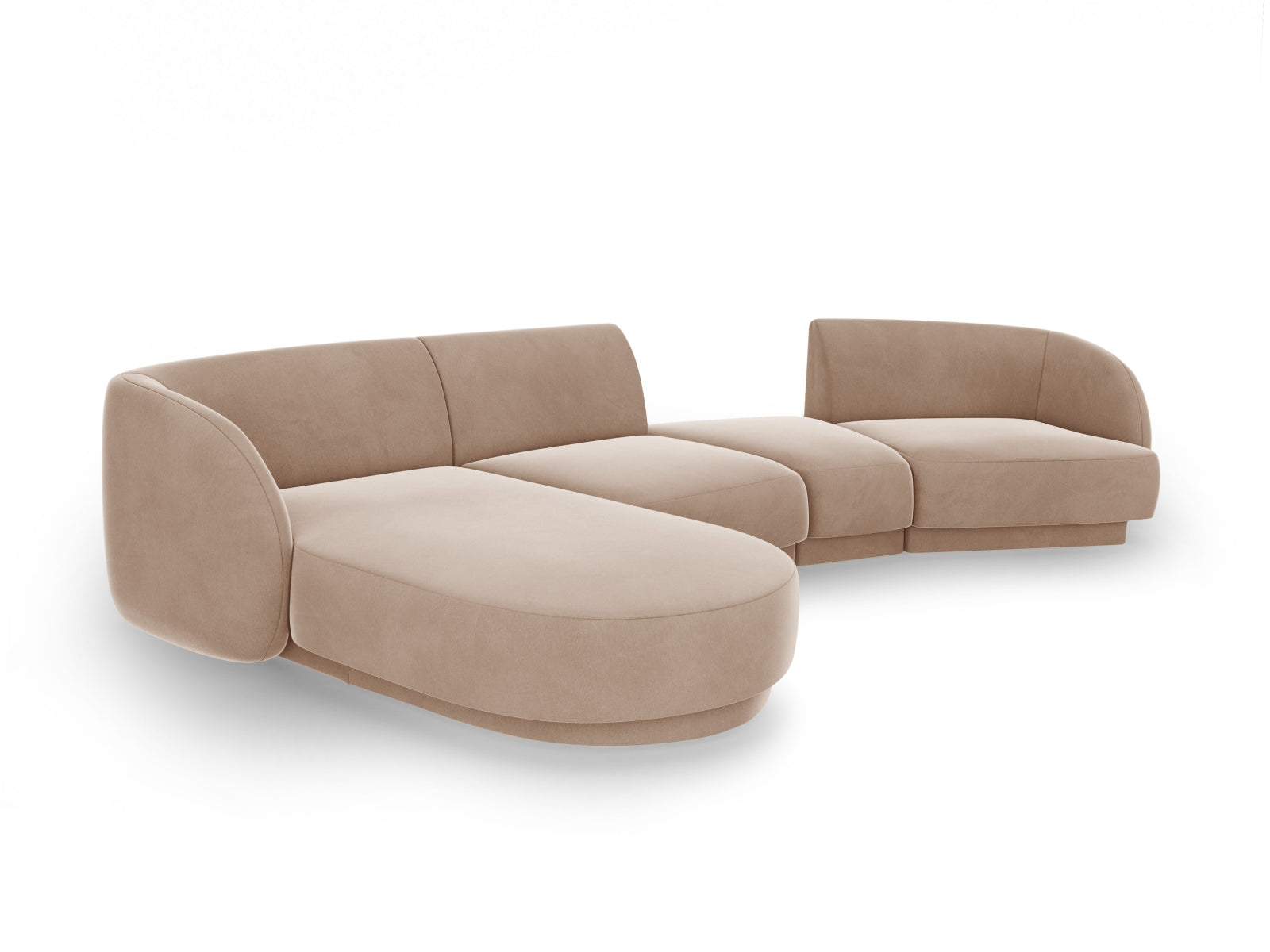 Miley Velour modulares Sofa links 4 Sitzer in Cappuccino präsentiert im Onlineshop von KAQTU Design AG. L-Sofa links ist von Micadoni