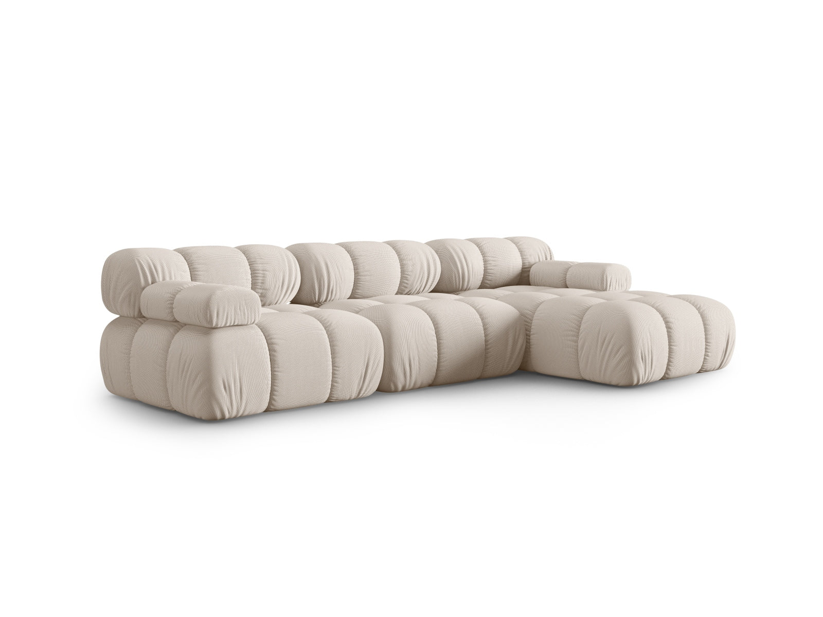 Elegantes Bellis Ecksofa in Light Beige, 4-Sitzer, modulare Bauweise, ideal für stilvolle Wohnräume, präsentiert von Micadoni.