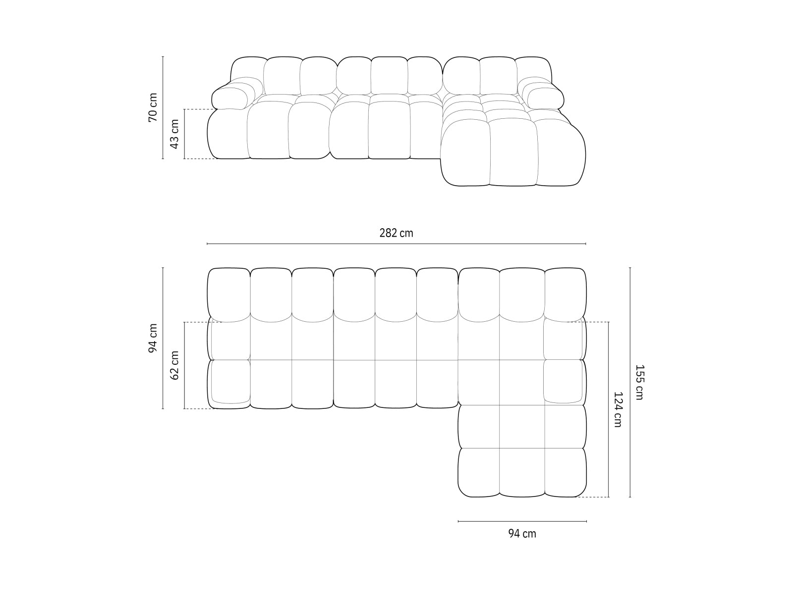 Bellis Modulares Ecksofa rechts 4 Sitzer 155cm in Navy Blue präsentiert im Onlineshop von KAQTU Design AG. Ecksofa rechts ist von Micadoni