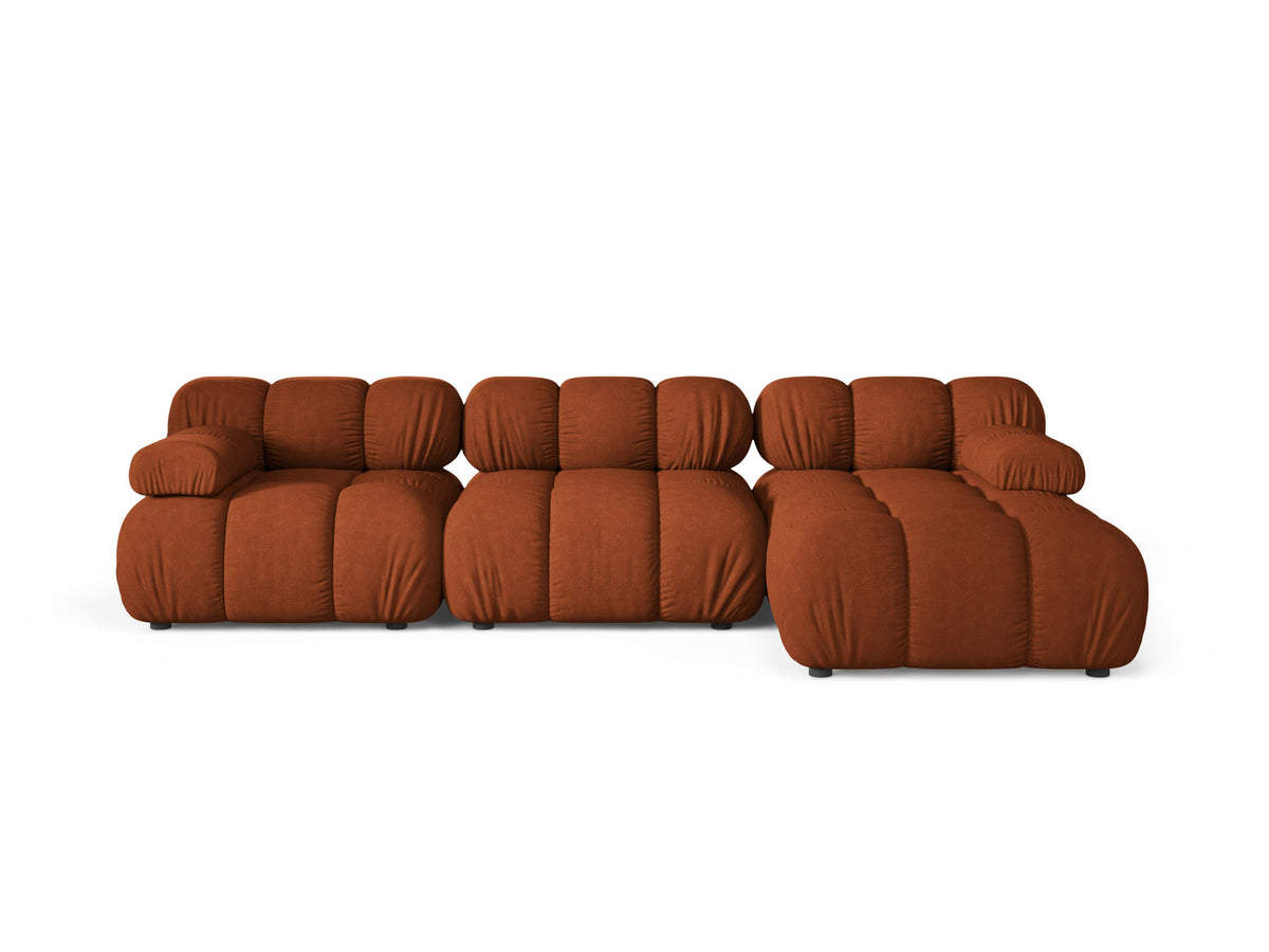 Bellis Ecksofa rechts 4-Sitzer von Micadoni, L-Sofa in Cappuccino-Liberty mit Massivholzrahmen und schwarzen Kunststoffbeinen, Ausrichtung rechts