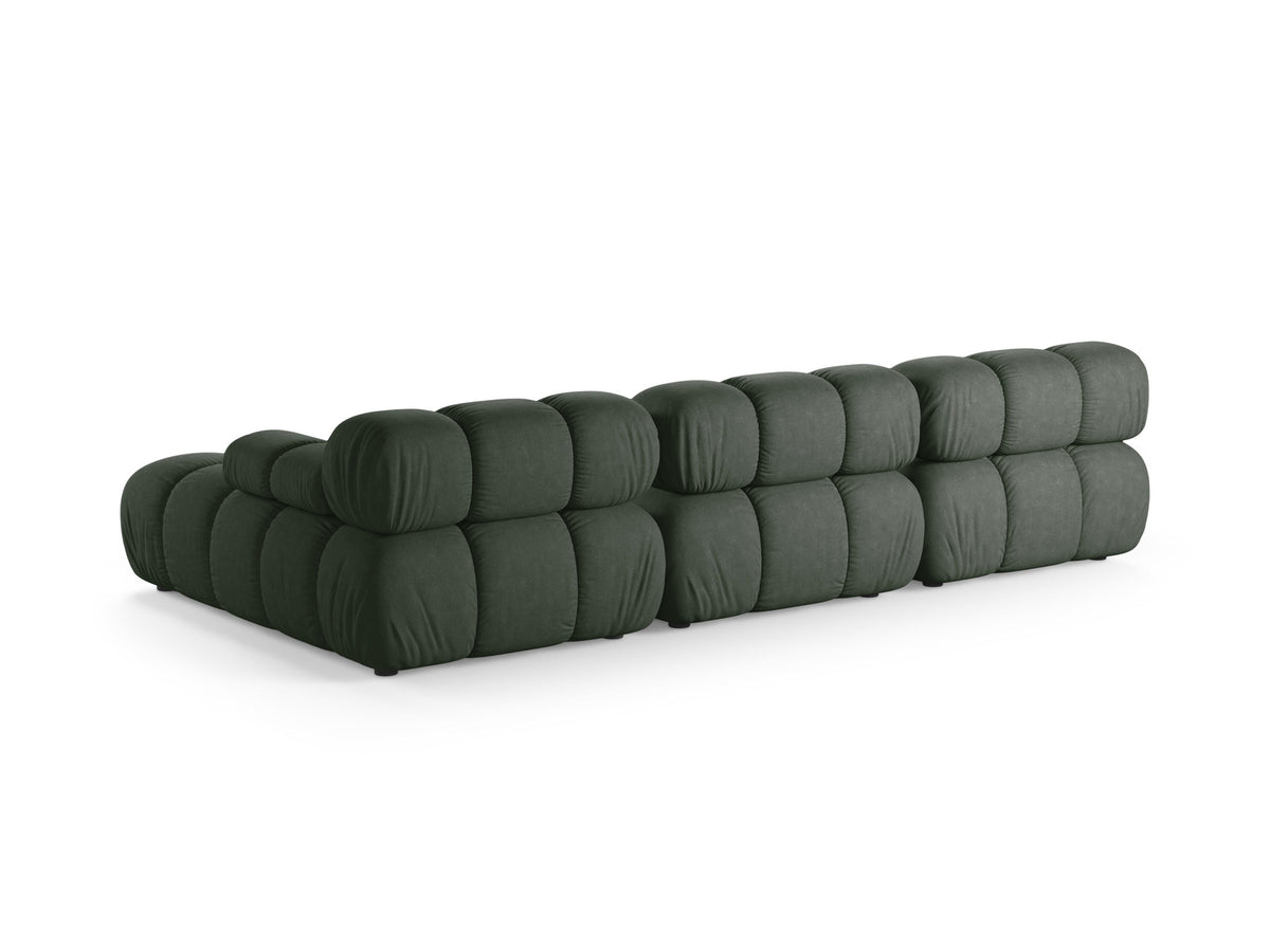 Bellis Ecksofa rechts 4-Sitzer von Micadoni, L-Sofa in Cappuccino-Liberty mit Massivholzrahmen und schwarzen Kunststoffbeinen, Ausrichtung rechts