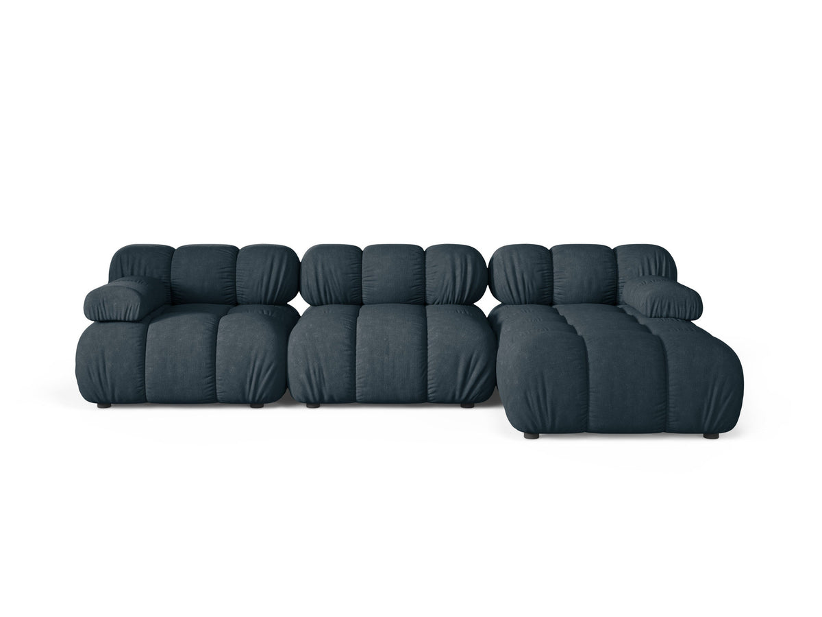 Bellis Ecksofa rechts 4-Sitzer von Micadoni, L-Sofa in Cappuccino-Liberty mit Massivholzrahmen und schwarzen Kunststoffbeinen, Ausrichtung rechts