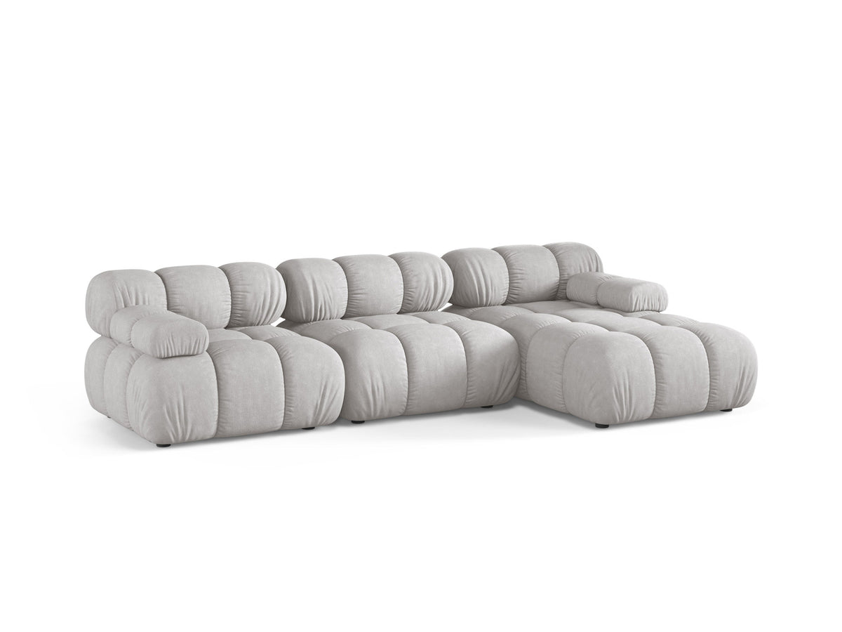 Bellis Ecksofa rechts 4-Sitzer von Micadoni, L-Sofa in Cappuccino-Liberty mit Massivholzrahmen und schwarzen Kunststoffbeinen, Ausrichtung rechts
