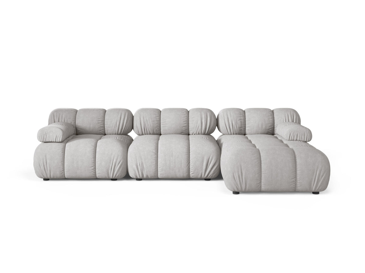Bellis Ecksofa rechts 4-Sitzer von Micadoni, L-Sofa in Cappuccino-Liberty mit Massivholzrahmen und schwarzen Kunststoffbeinen, Ausrichtung rechts