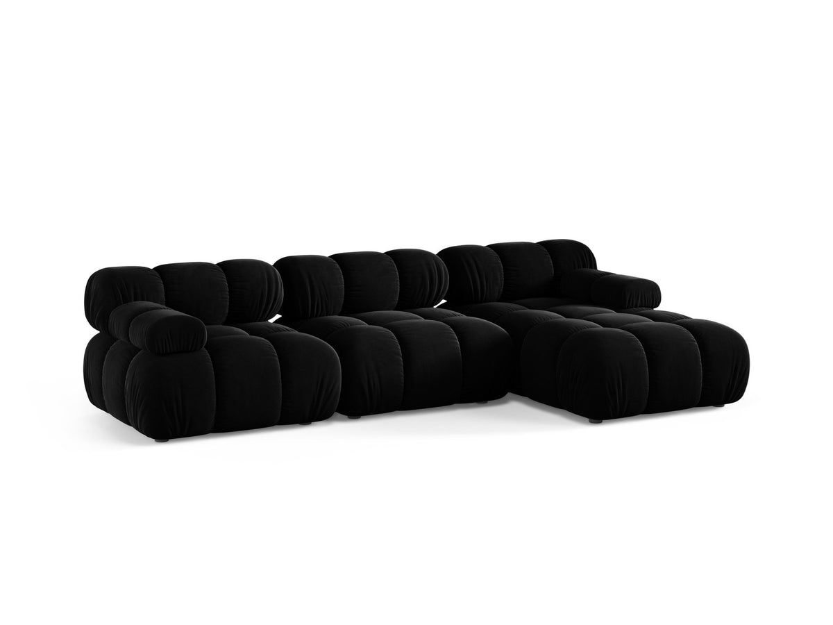 Bellis Ecksofa rechts 4-Sitzer von Micadoni, L-Sofa in Cappuccino-Liberty mit Massivholzrahmen und schwarzen Kunststoffbeinen, Ausrichtung rechts