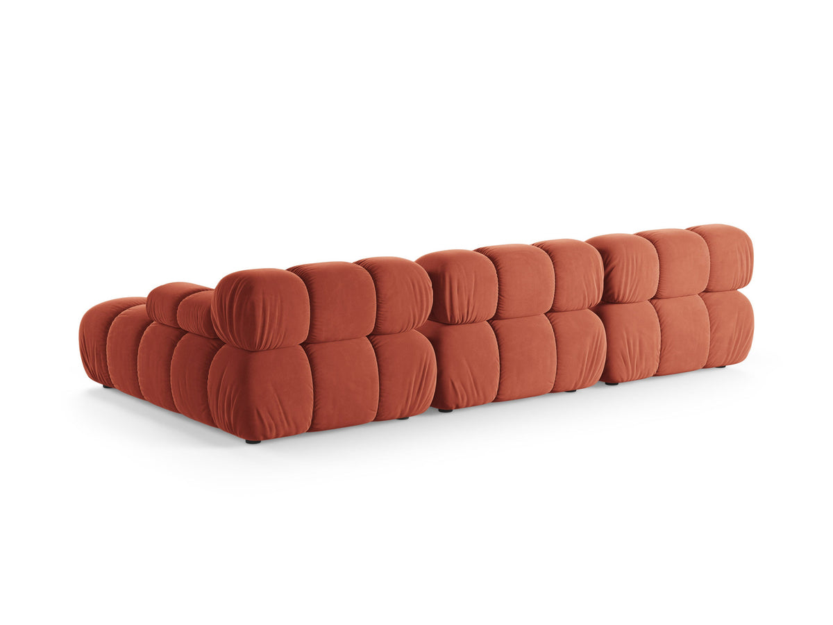 Bellis Ecksofa rechts 4-Sitzer von Micadoni, L-Sofa in Cappuccino-Liberty mit Massivholzrahmen und schwarzen Kunststoffbeinen, Ausrichtung rechts