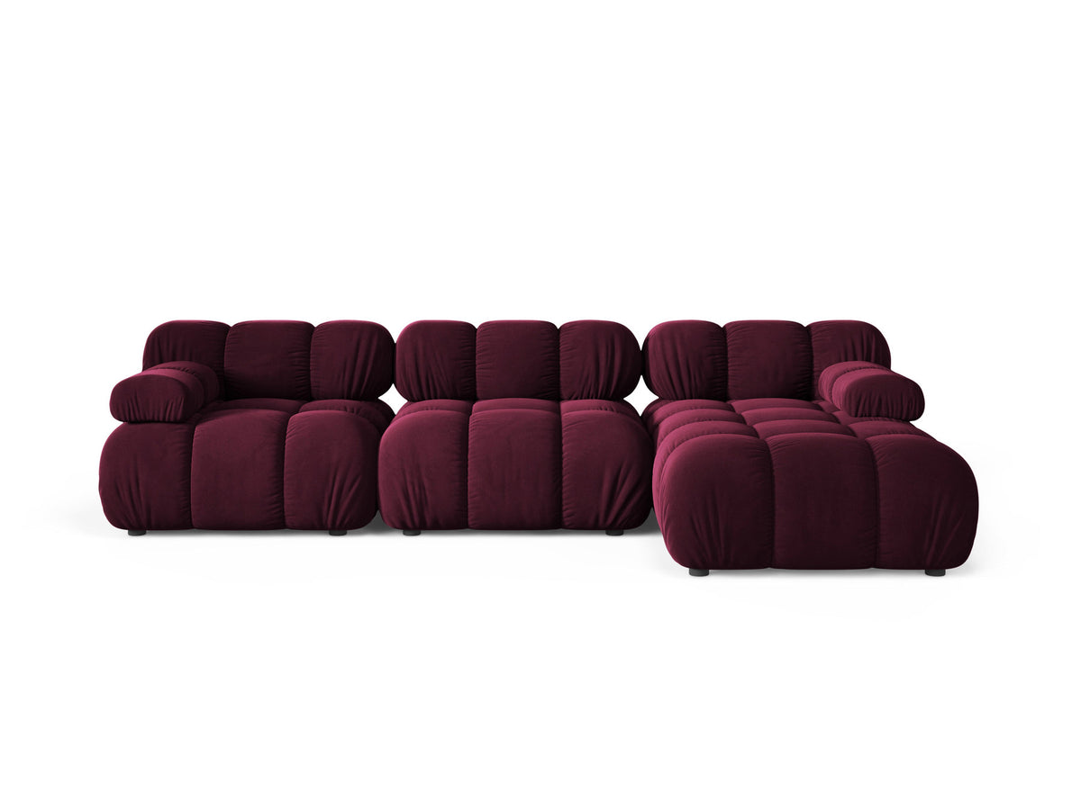 Bellis Ecksofa rechts 4-Sitzer von Micadoni, L-Sofa in Cappuccino-Liberty mit Massivholzrahmen und schwarzen Kunststoffbeinen, Ausrichtung rechts