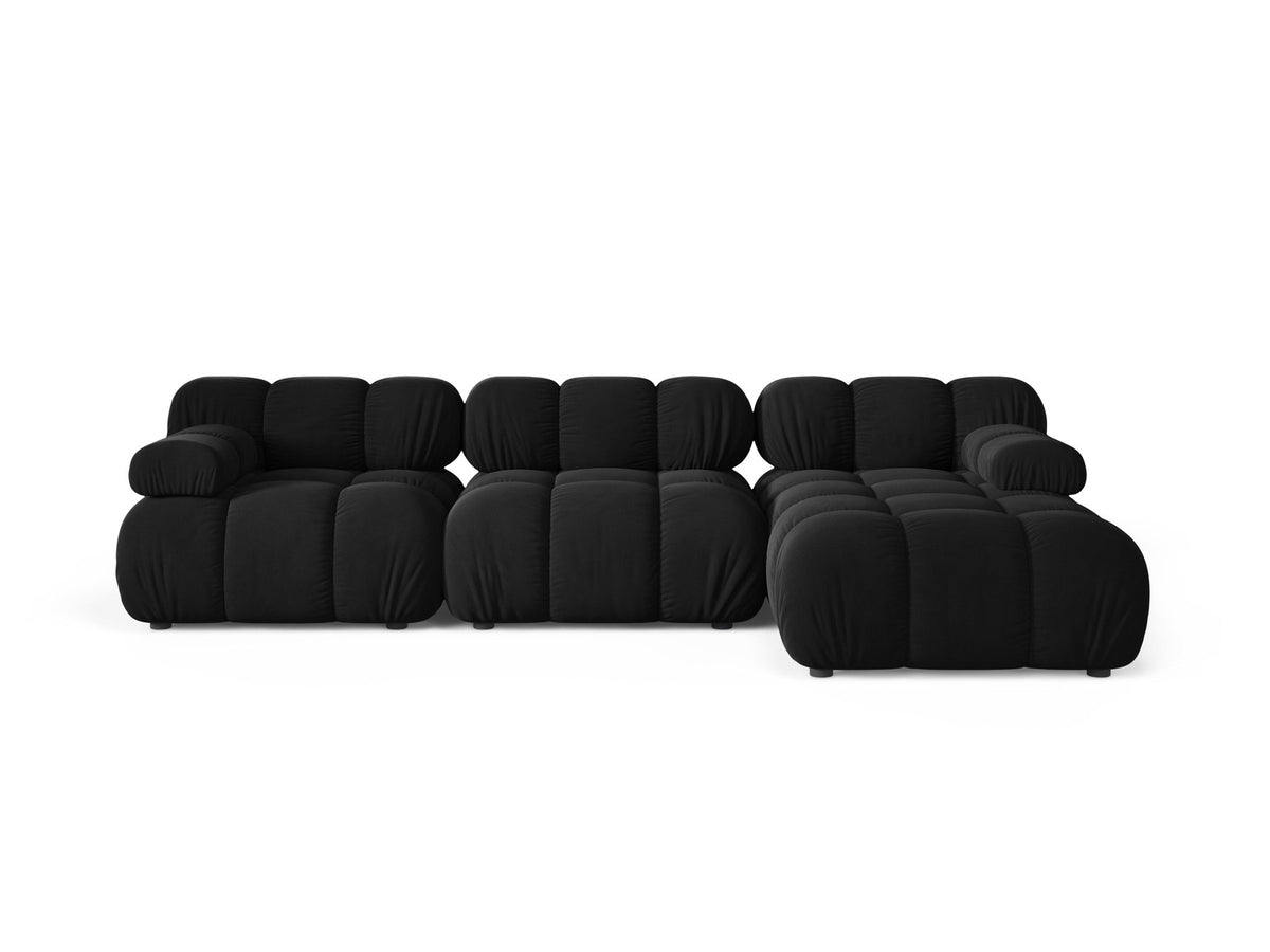 Bellis Velour modulares Ecksofa rechts 4 Sitzer 155cm in Black-Bluvel präsentiert im Onlineshop von KAQTU Design AG. L-Sofa rechts ist von Micadoni