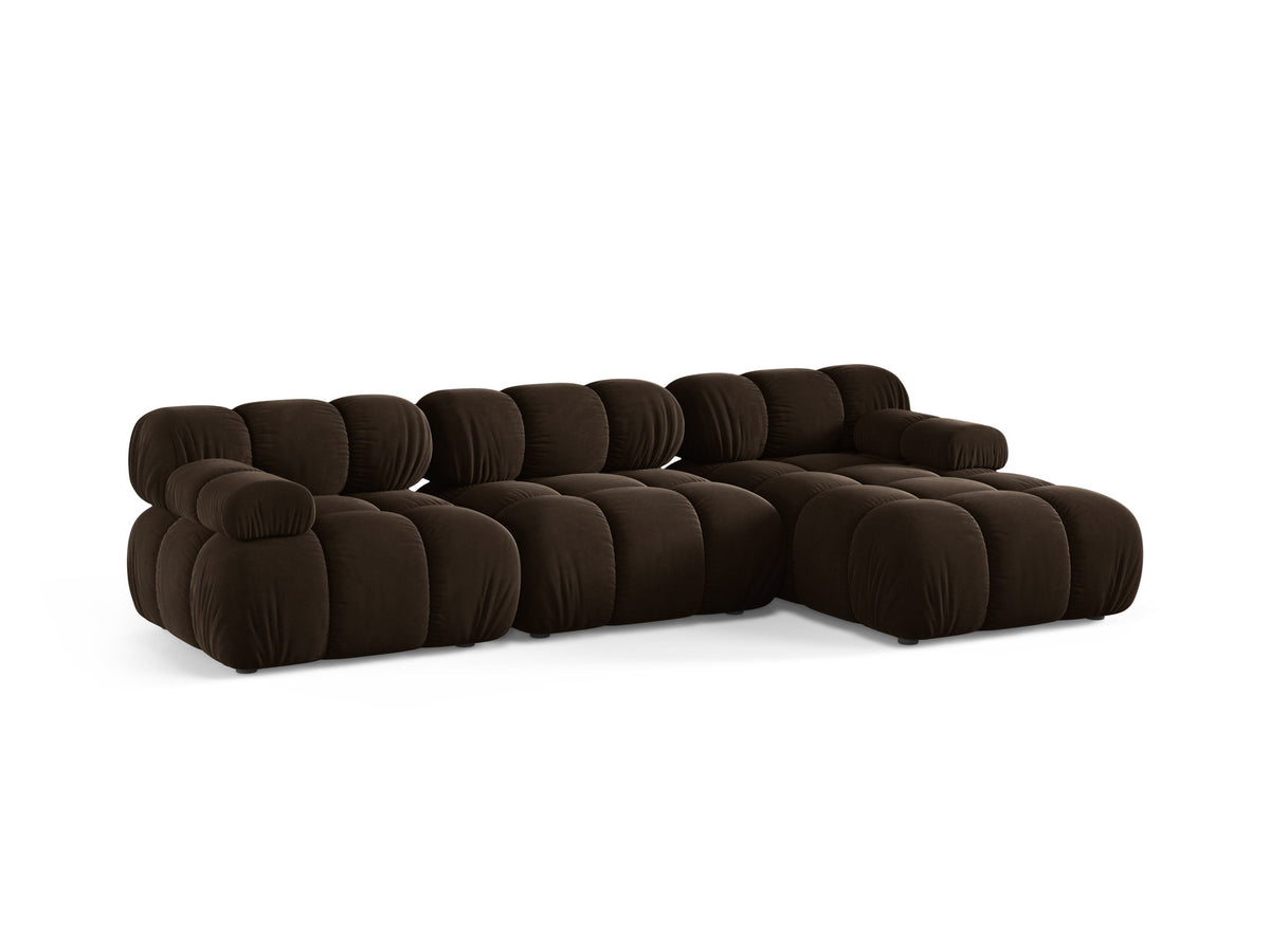 Bellis Velour modulares Ecksofa rechts 4 Sitzer 155cm in Dark Brown-Bluvel präsentiert im Onlineshop von KAQTU Design AG. L-Sofa rechts ist von Micadoni