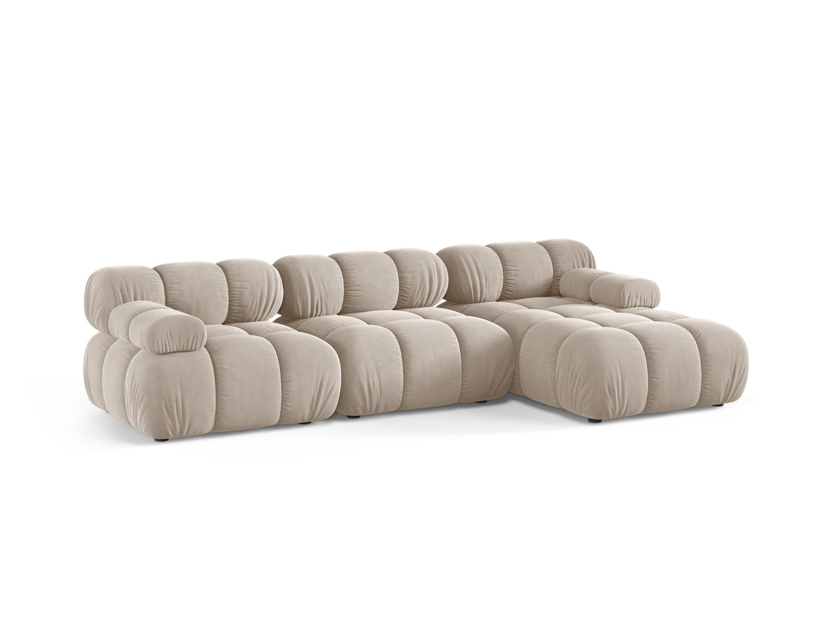 Bellis Velour modulares Ecksofa rechts 4 Sitzer 155cm in Dark Beige-Bluvel präsentiert im Onlineshop von KAQTU Design AG. L-Sofa rechts ist von Micadoni