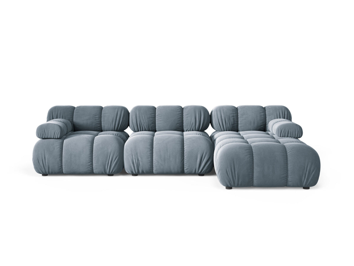 Bellis Velour modulares Ecksofa rechts 4 Sitzer 155cm in Light Blue-Bluvel präsentiert im Onlineshop von KAQTU Design AG. L-Sofa rechts ist von Micadoni
