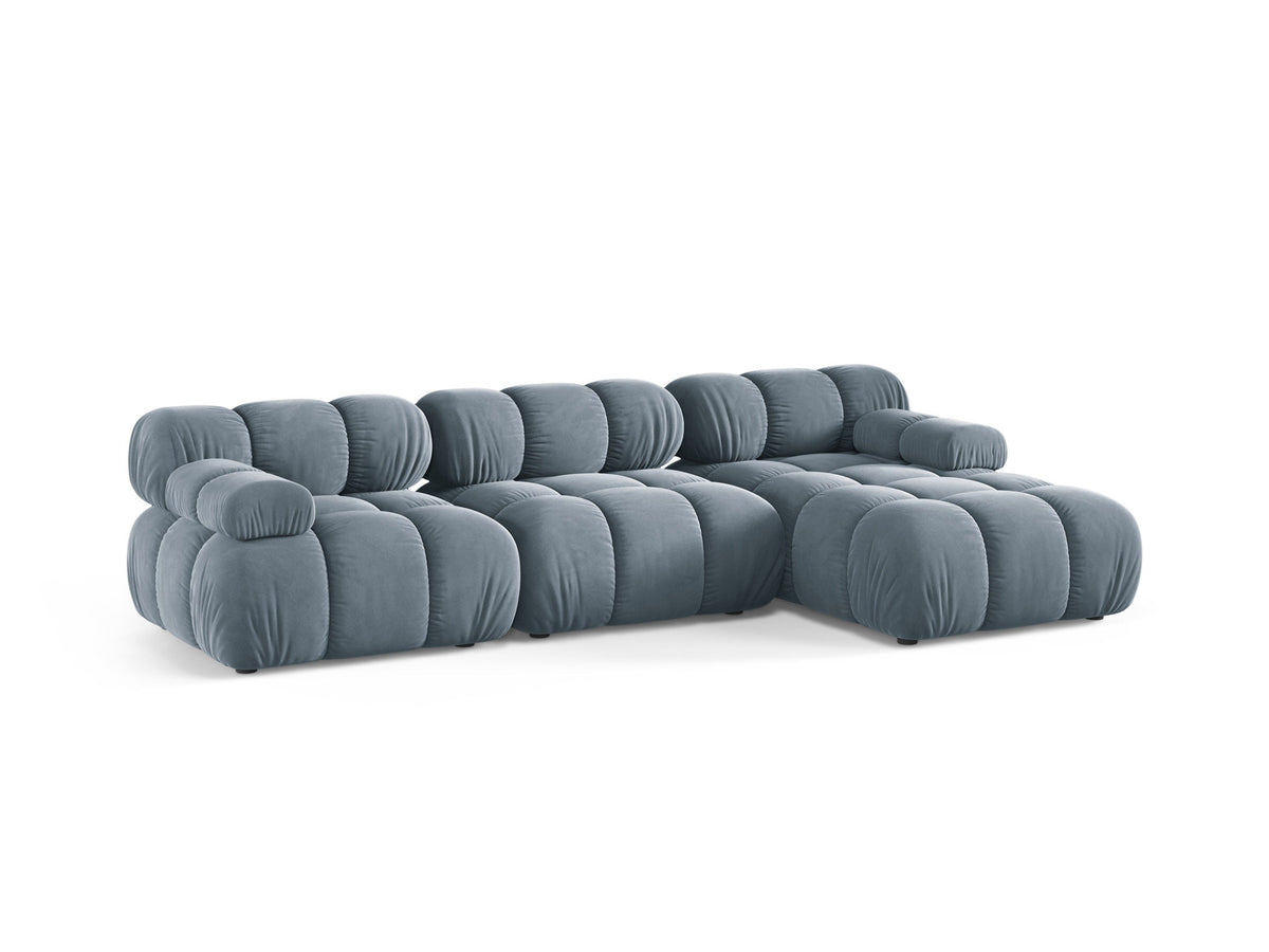 Bellis Velour modulares Ecksofa rechts 4 Sitzer 155cm in Light Blue-Bluvel präsentiert im Onlineshop von KAQTU Design AG. L-Sofa rechts ist von Micadoni