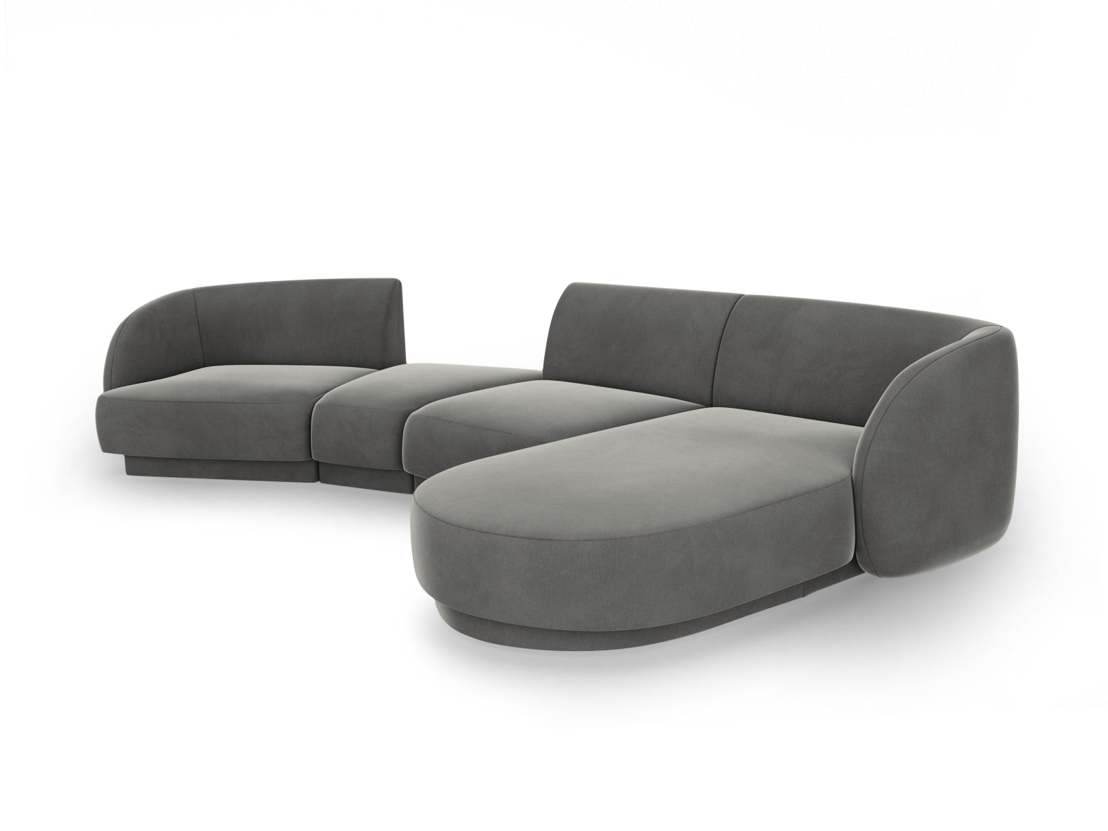 Miley Velour modulares Sofa rechts 4 Sitzer in Light Grey präsentiert im Onlineshop von KAQTU Design AG. L-Sofa rechts ist von Micadoni