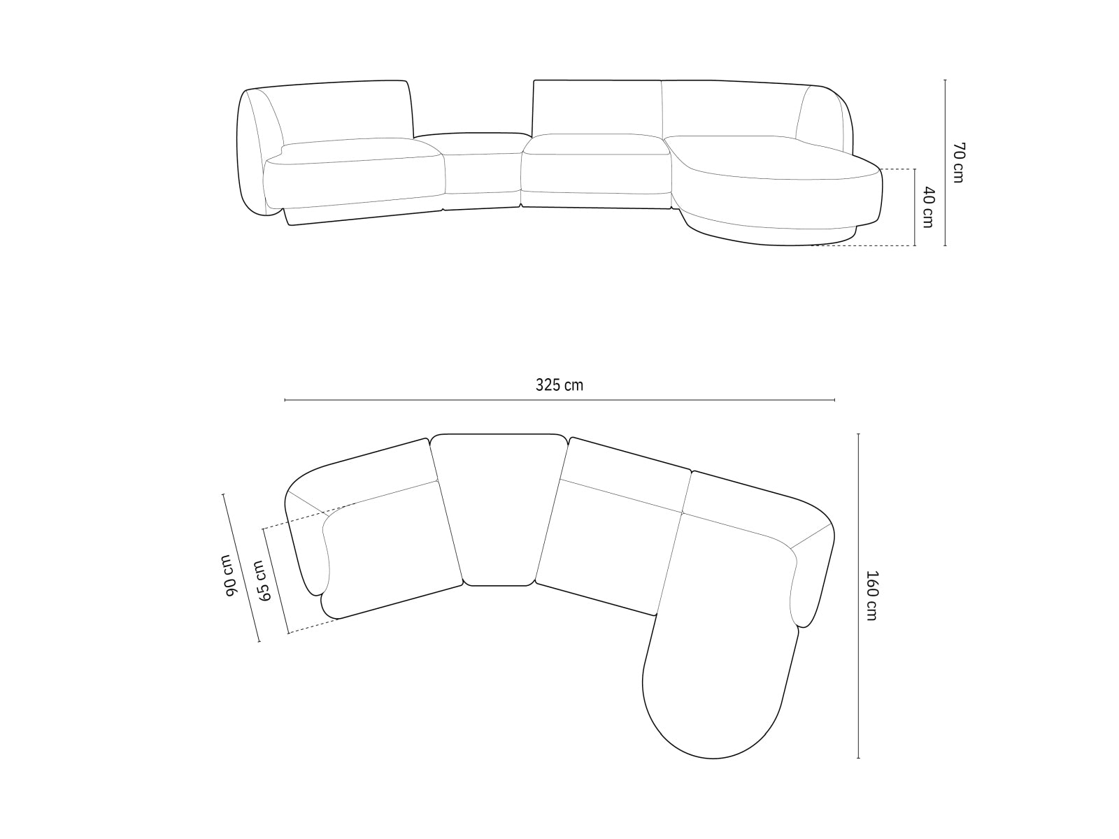 Miley Velour modulares Sofa rechts 4 Sitzer in Cappuccino präsentiert im Onlineshop von KAQTU Design AG. L-Sofa rechts ist von Micadoni