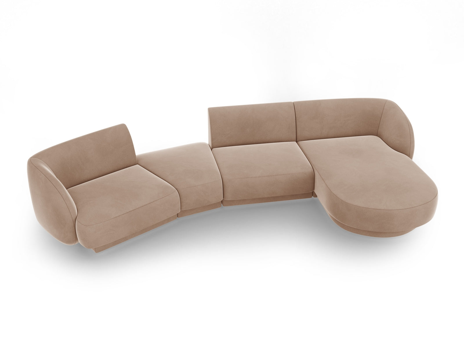 Miley Velour modulares Sofa rechts 4 Sitzer in Cappuccino präsentiert im Onlineshop von KAQTU Design AG. L-Sofa rechts ist von Micadoni