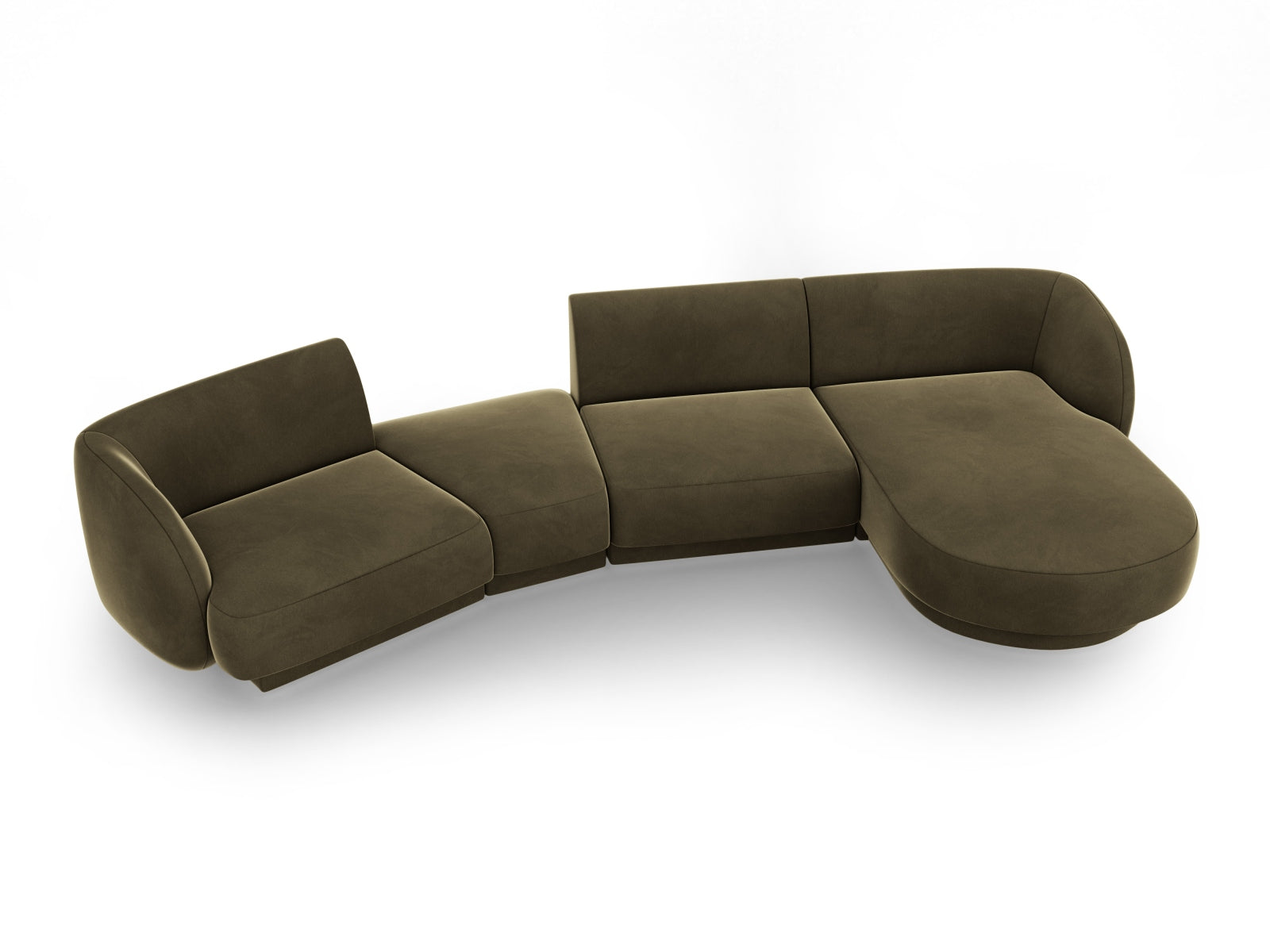 Miley Velour modulares Sofa rechts 4 Sitzer in Green präsentiert im Onlineshop von KAQTU Design AG. L-Sofa rechts ist von Micadoni