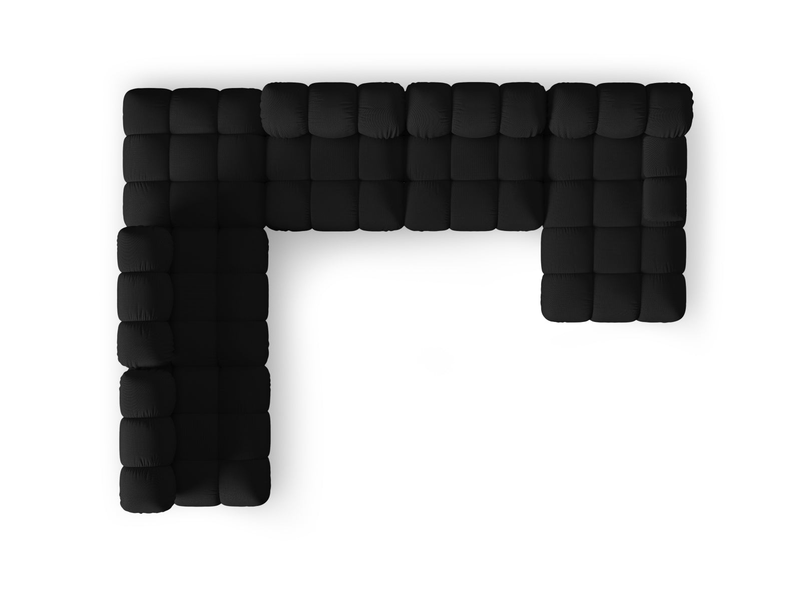 Modulares Bellis Ecksofa in Schwarz, 7-Sitzer, 282 cm, ideal für moderne Wohnkonzepte und gemütliche Zusammenkünfte von Micadoni.