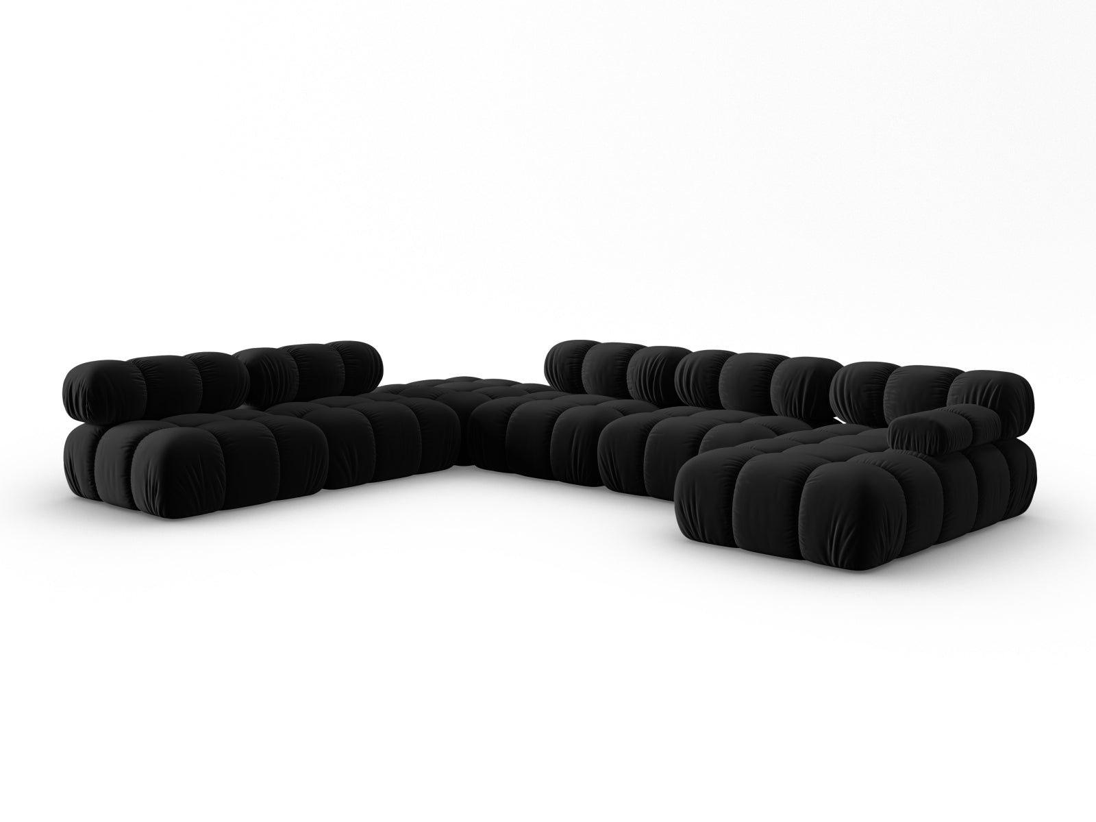 Erleben Sie das Bellis Velour Ecksofa links – ein großzügiges 7-Sitzer Sofa (282 cm) für stilvolle Entspannung und individuelle Gestaltung.