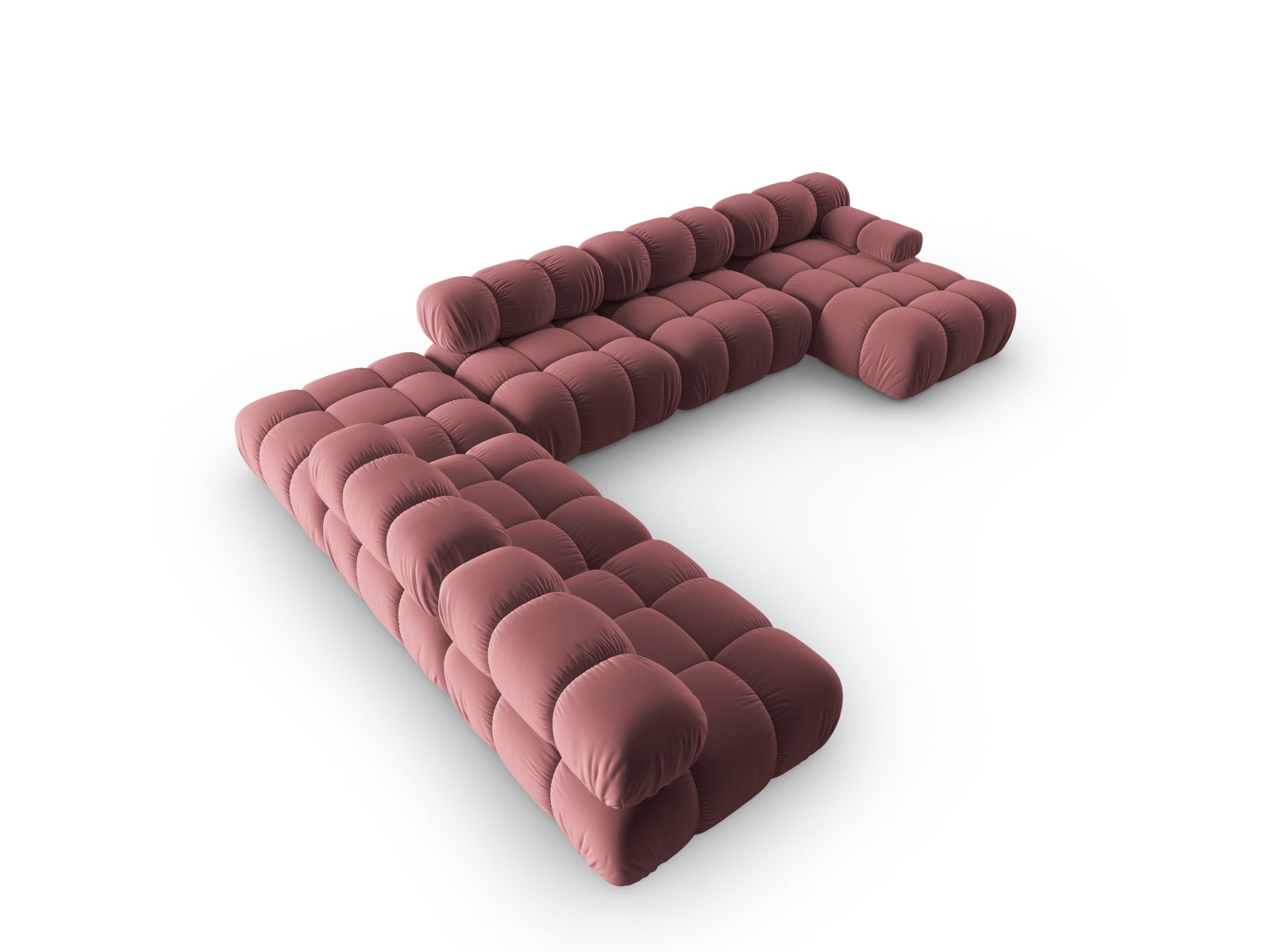 Entdecken Sie das elegante Bellis Velour Ecksofa links – ein modulares 7-Sitzer Sofa (282 cm) für stilvolle Wohnräume und gemütliche Stunden.