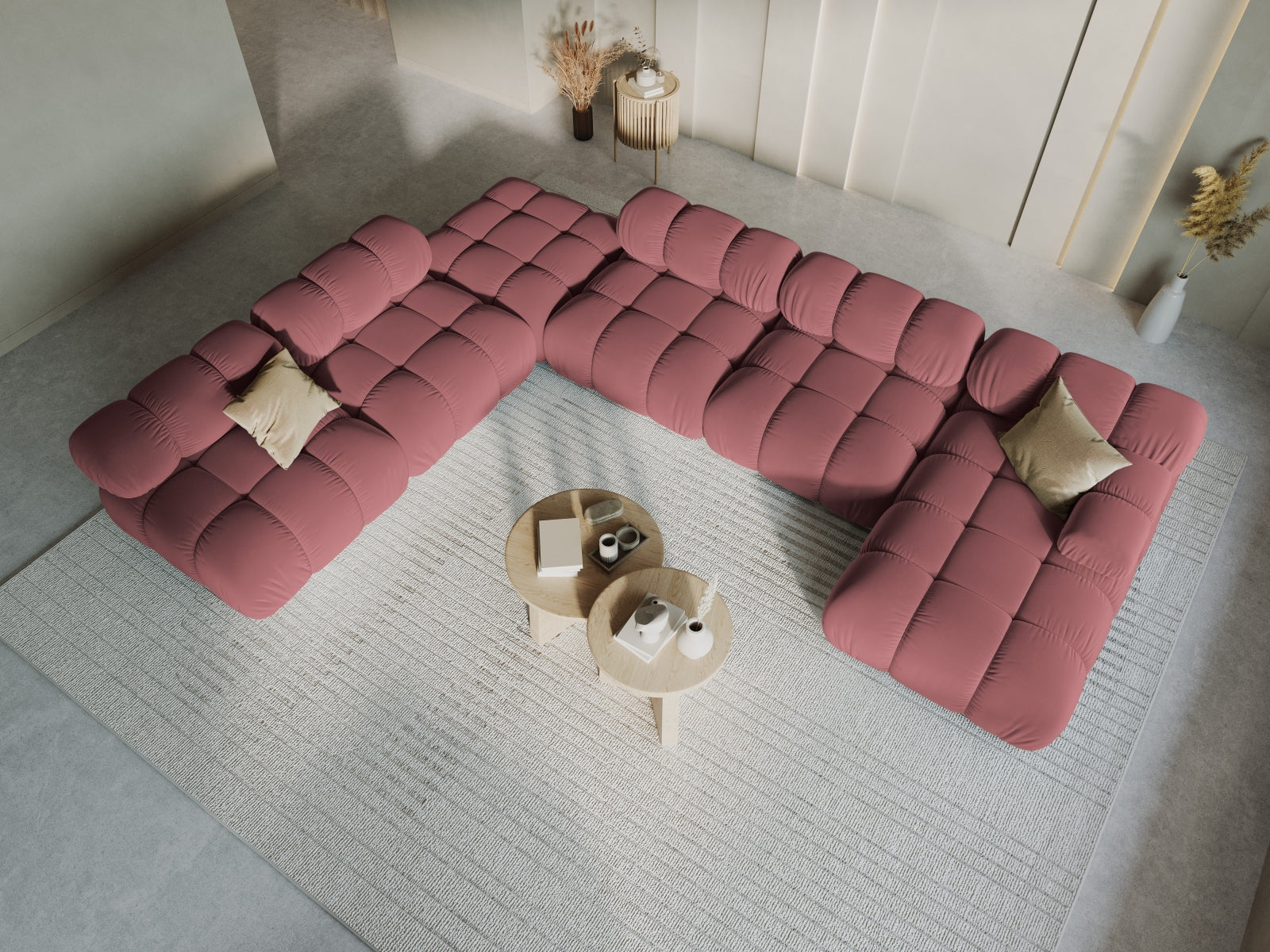 Bellis Velour modulares Panoramic Ecksofa links 7 Sitzer 282cm in Pink präsentiert im Onlineshop von KAQTU Design AG. Ecksofa links ist von Micadoni