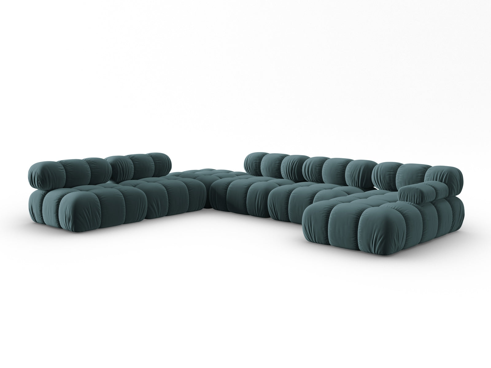 Erleben Sie das Bellis Velour Ecksofa links – ein 7-Sitzer mit 282 cm, das Komfort und Eleganz in Ihr Zuhause bringt.