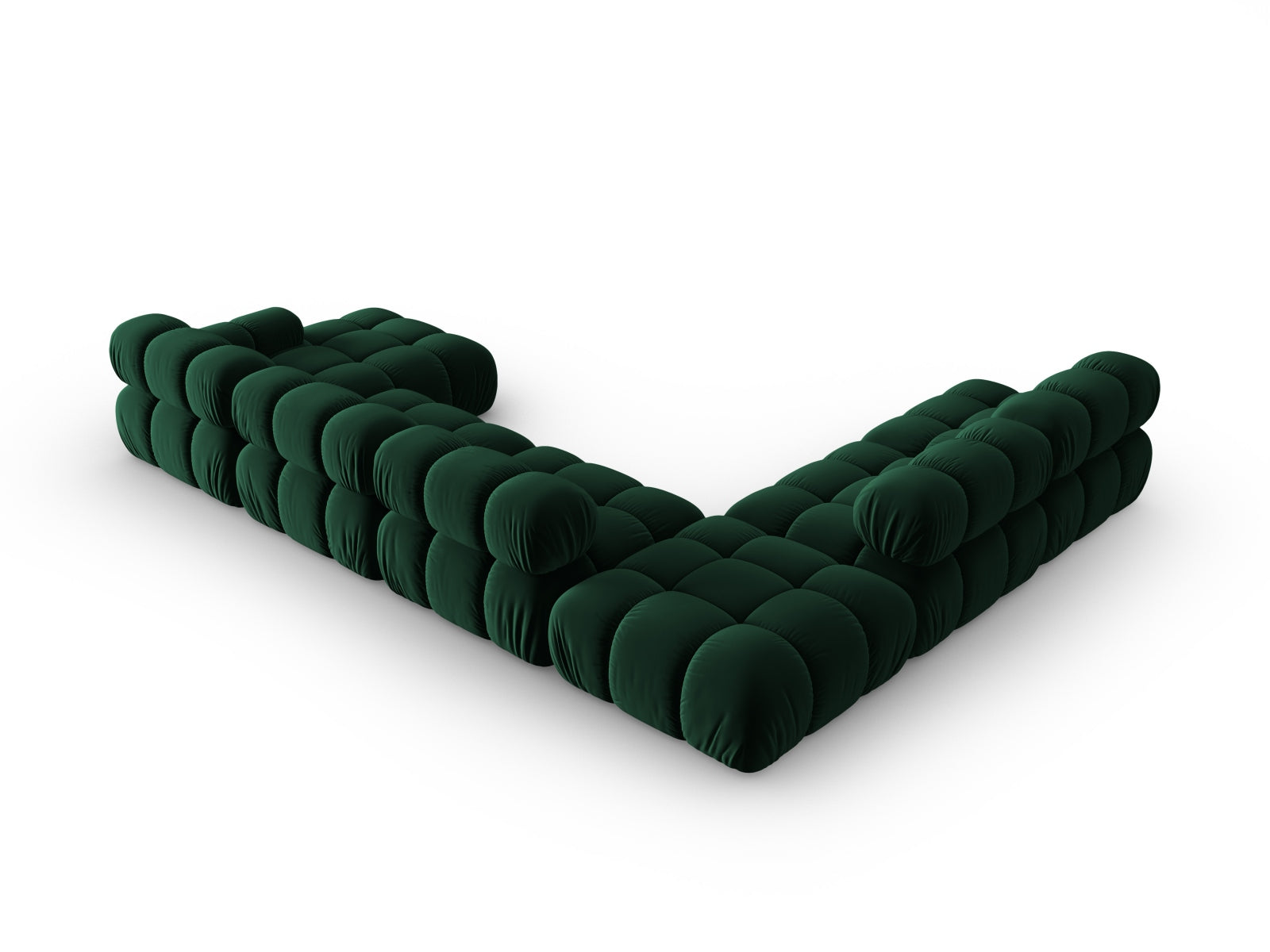 Erleben Sie das Bellis Velour Ecksofa links – ein elegantes 7-Sitzer Sofa mit 282 cm, das durch sein modulares Design und hohen Komfort besticht.