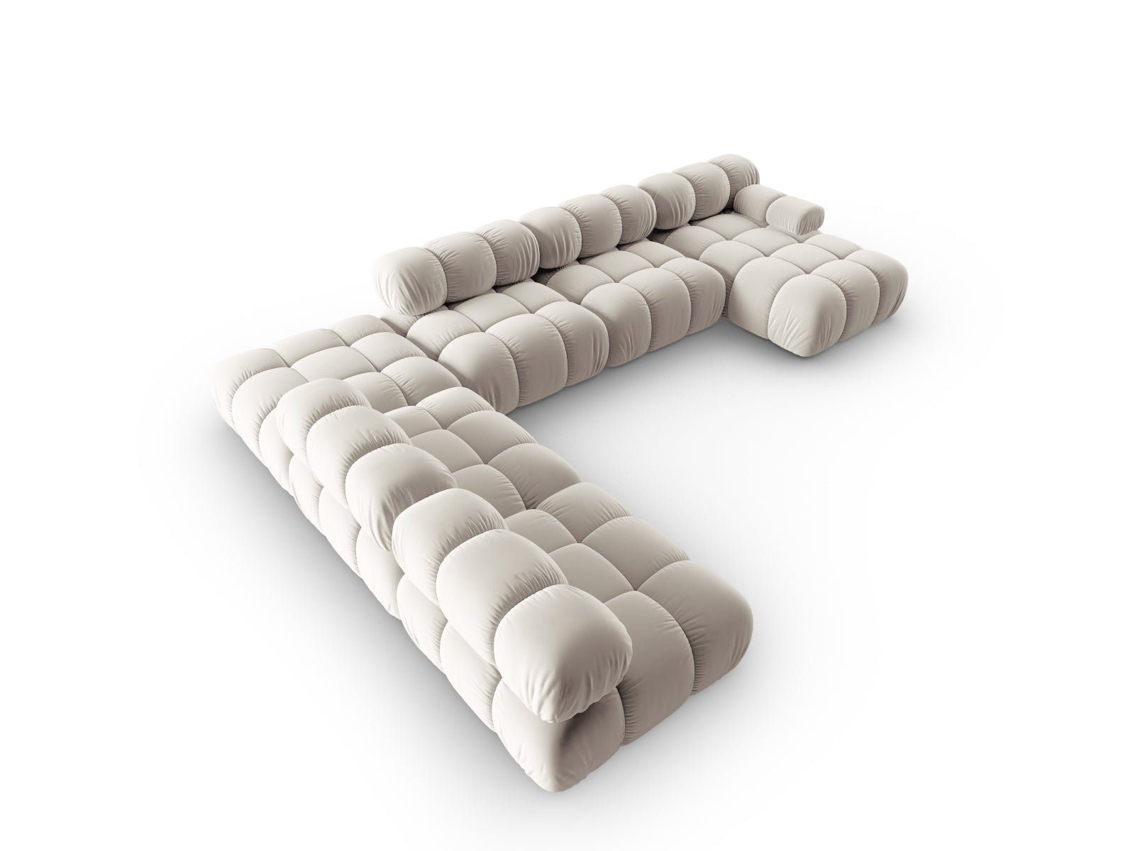 Genießen Sie das Bellis Velour Ecksofa links – ein elegantes 7-Sitzer Sofa (282 cm) mit hochwertigem Velour, ideal für Komfort und Flexibilität in Ihrem Wohnraum.