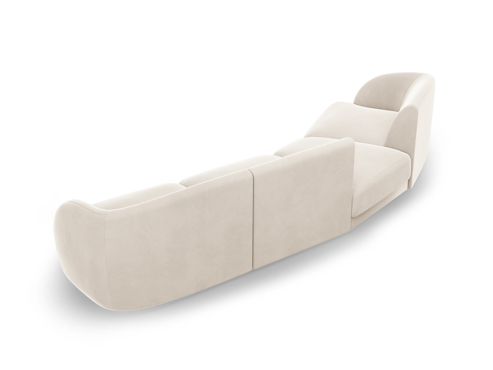 Miley Velour modulares Sofa links 4 Sitzer in Light Beige präsentiert im Onlineshop von KAQTU Design AG. L-Sofa links ist von Micadoni
