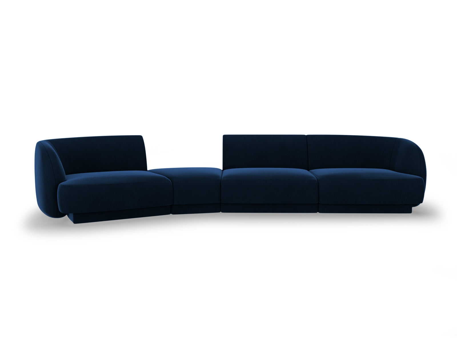 Miley Velour modulares Sofa links 4 Sitzer in Royal Blue präsentiert im Onlineshop von KAQTU Design AG. L-Sofa links ist von Micadoni