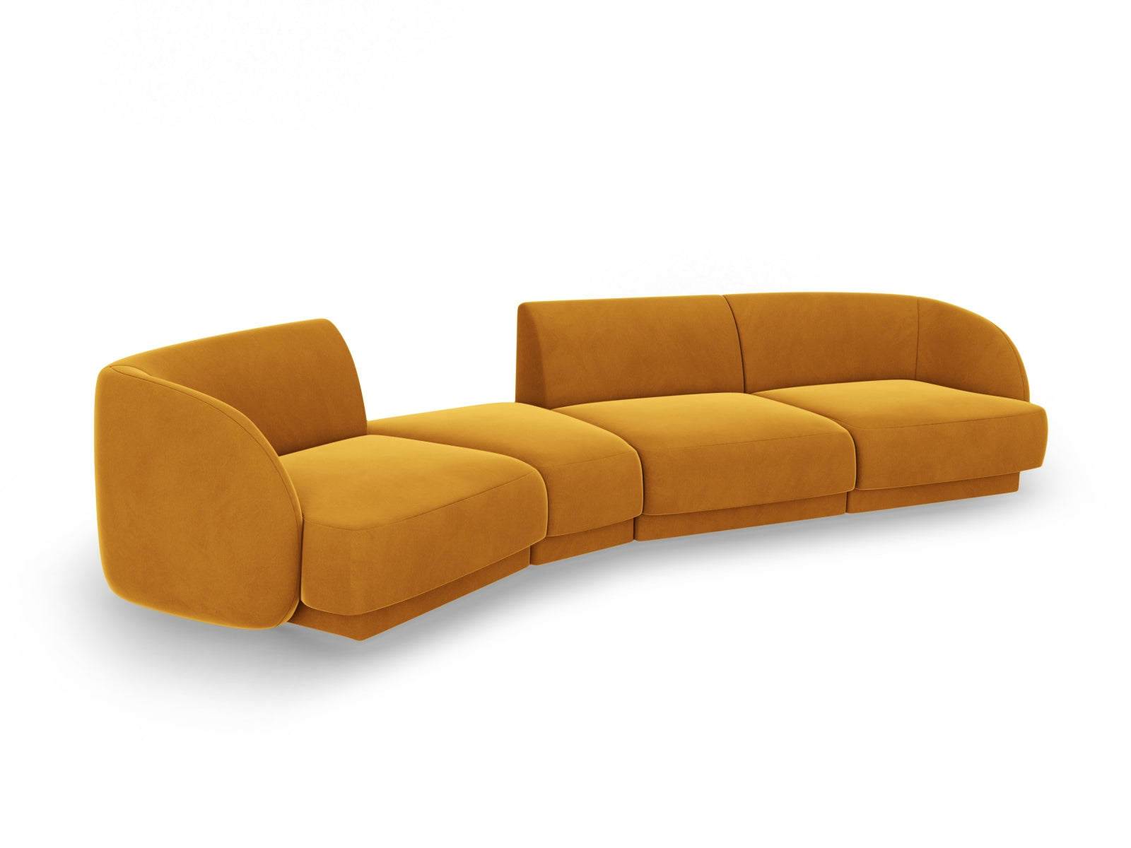 Miley Velour modulares Sofa links 4 Sitzer in Yellow präsentiert im Onlineshop von KAQTU Design AG. L-Sofa links ist von Micadoni