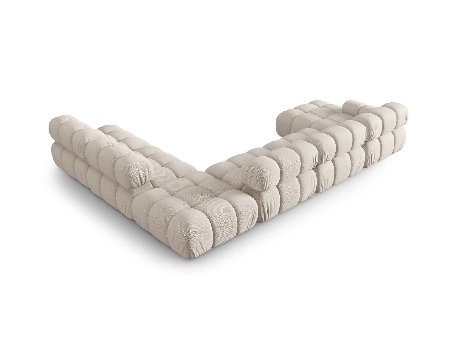 Elegantes, modulares Ecksofa Bellis in sanftem Beige, 7-Sitzer mit 282 cm, ideal für moderne Wohnräume von Micadoni.