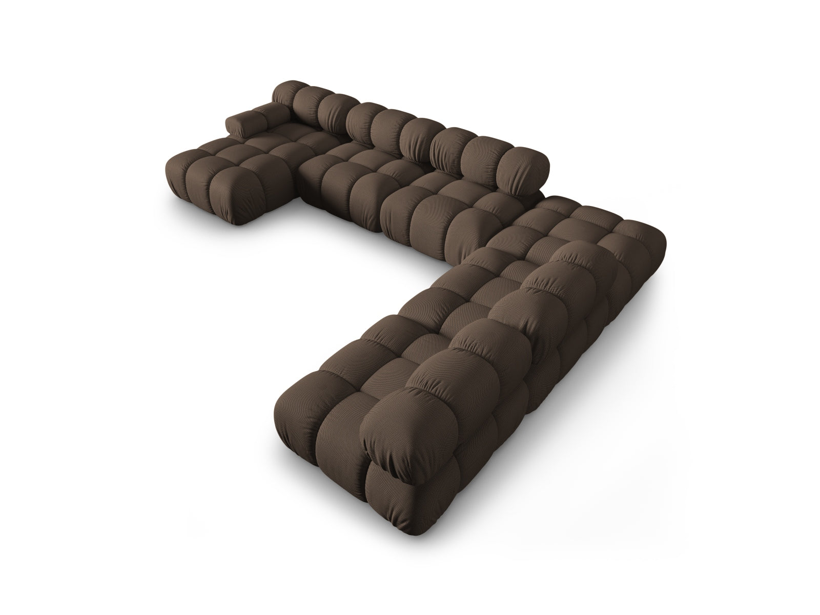 Modulares Bellis Ecksofa in Braun, 7-Sitzer, 282 cm, perfekt für großzügige Wohnlandschaften, bietet hohen Komfort und modernes Design.