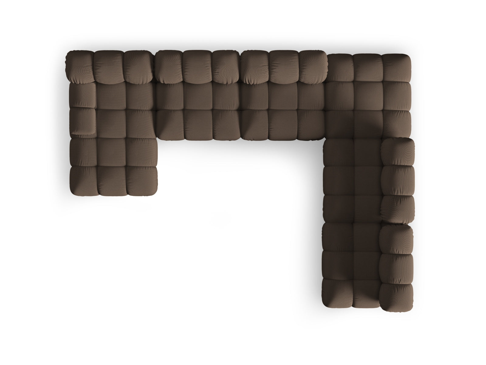 Modulares Ecksofa Bellis in edlem Braun, 7-Sitzer, 282 cm, perfekt für gemütliche Abende und modernes Wohndesign.