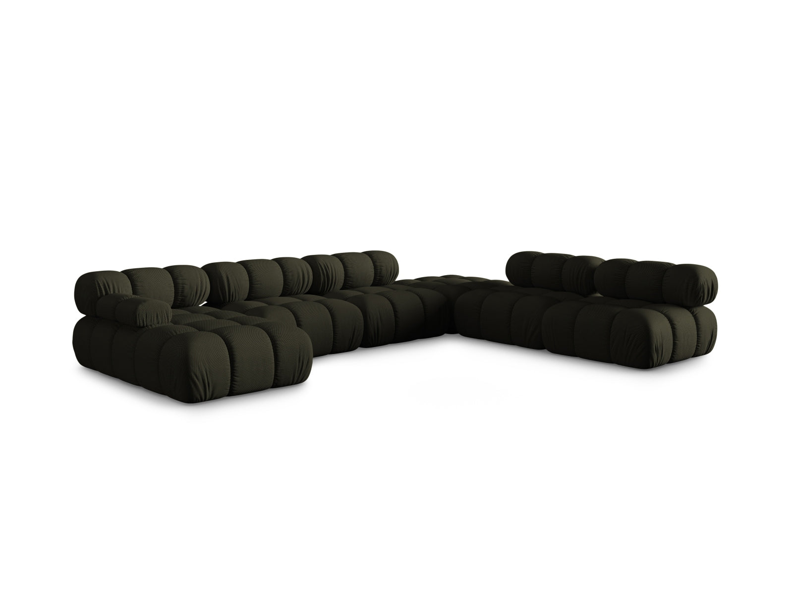 Elegantes Bellis Ecksofa in Amazon Green-Sonic, 7 Sitzer, 282cm, ideal für stilvolle Wohnräume, erhältlich bei KAQTU Design AG.