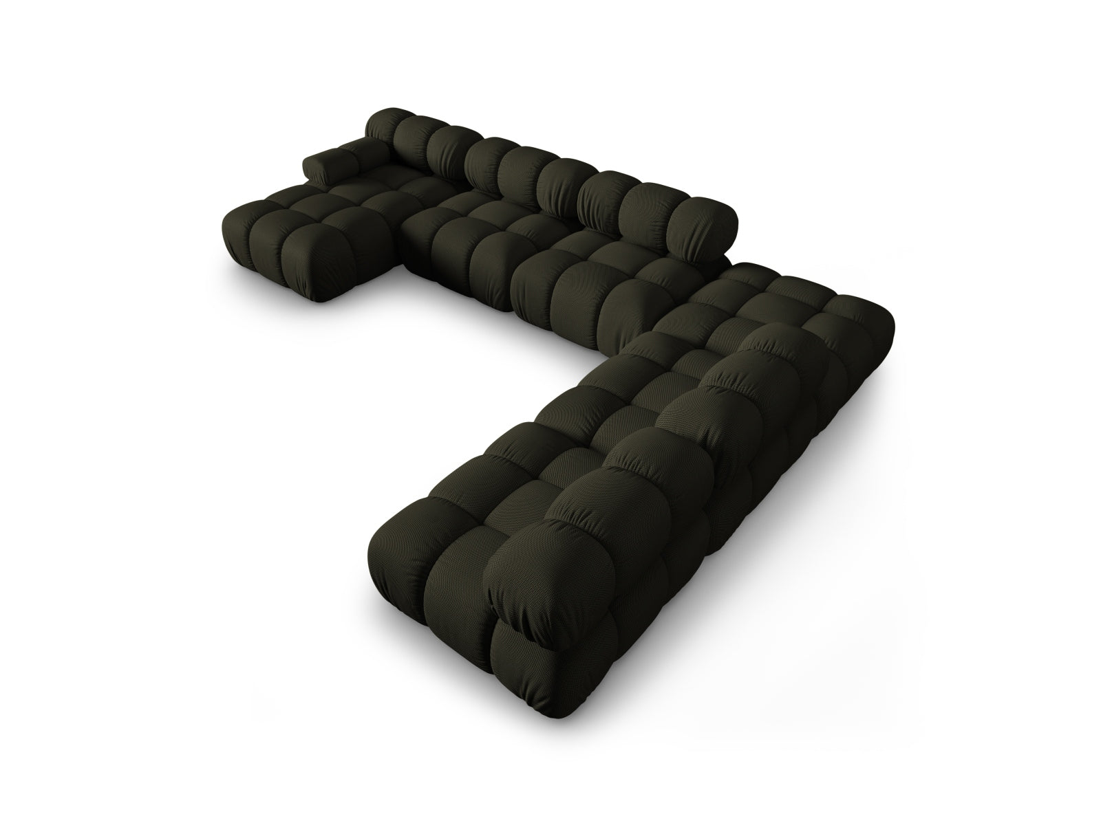 Modulares Bellis Ecksofa in Amazon Green-Sonic, 7 Sitzer, 282cm, perfekt für moderne Wohnkonzepte und gemütliche Entspannung.