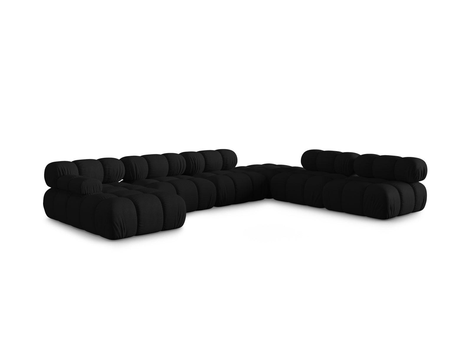 Elegantes Bellis Ecksofa in Schwarz, 7-Sitzer, 282 cm, ideal für moderne Wohnräume, präsentiert von Micadoni.