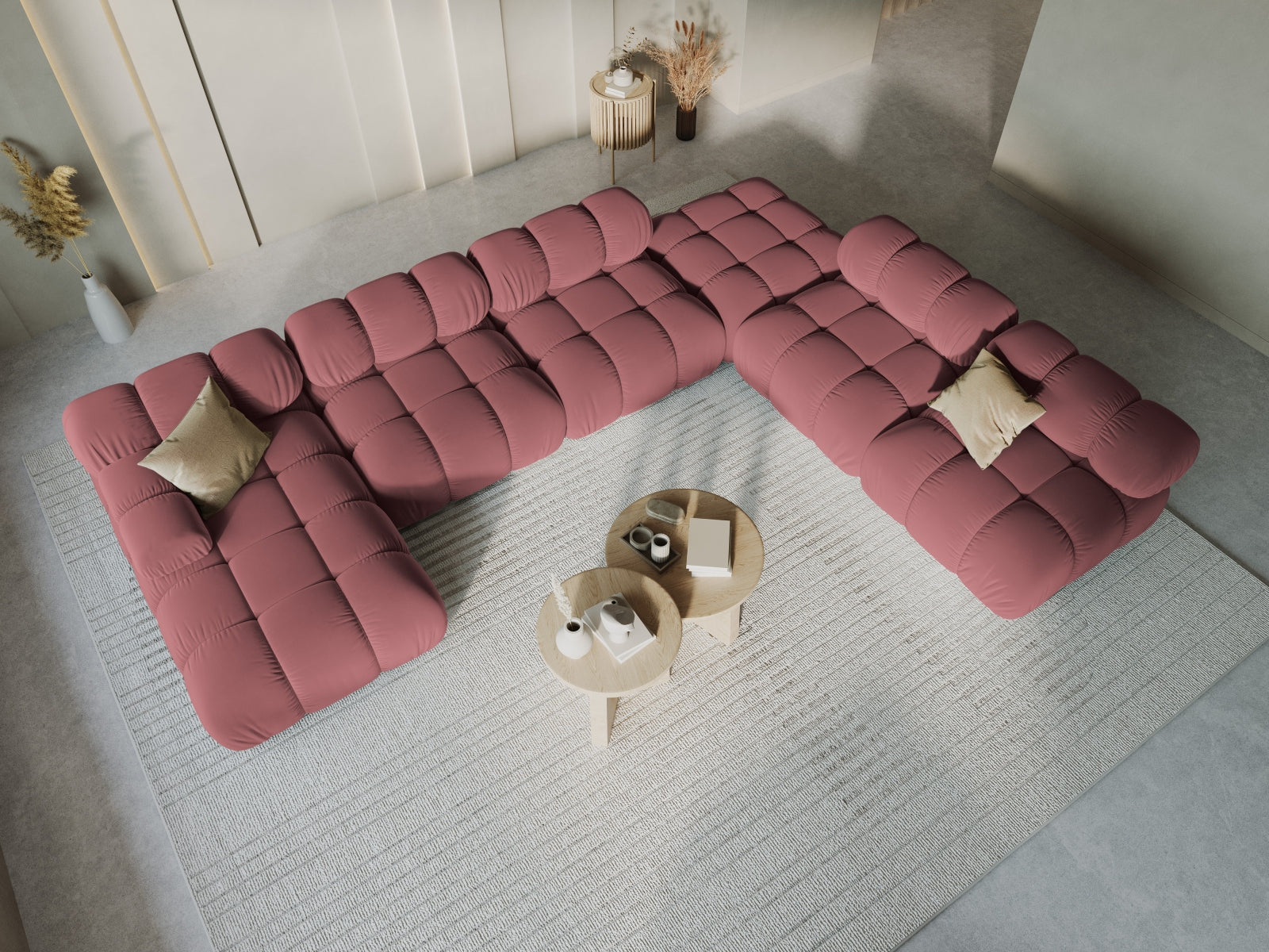 Bellis Velour modulares Panoramic Ecksofa rechts 7 Sitzer 282cm in Pink präsentiert im Onlineshop von KAQTU Design AG. Ecksofa rechts ist von Micadoni