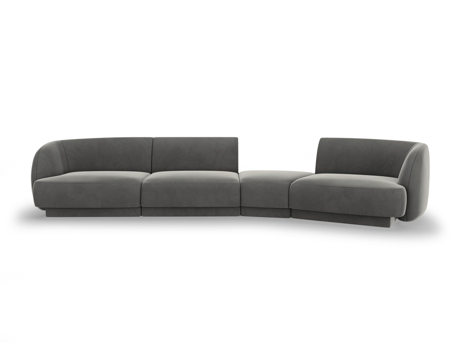 Miley Velour modulares Sofa rechts 4 Sitzer in Light Grey präsentiert im Onlineshop von KAQTU Design AG. L-Sofa rechts ist von Micadoni