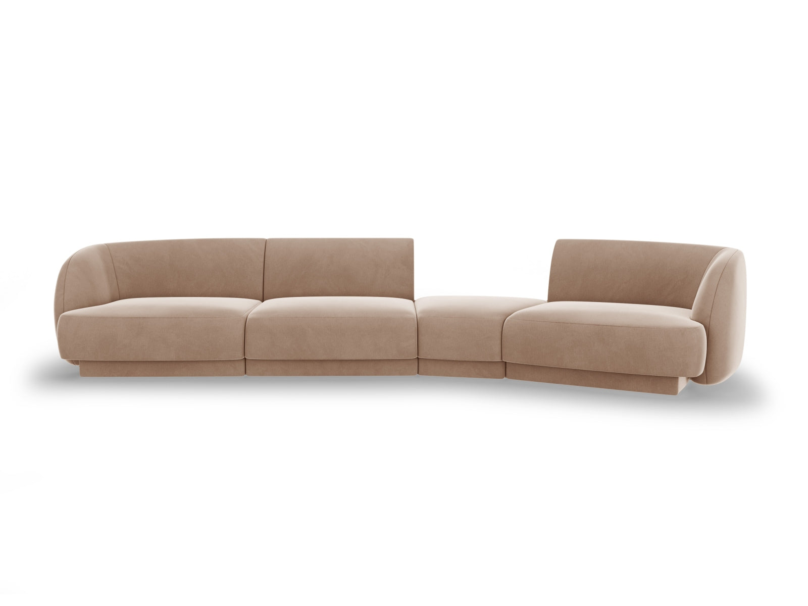 Miley Velour modulares Sofa rechts 4 Sitzer in Cappuccino präsentiert im Onlineshop von KAQTU Design AG. L-Sofa rechts ist von Micadoni