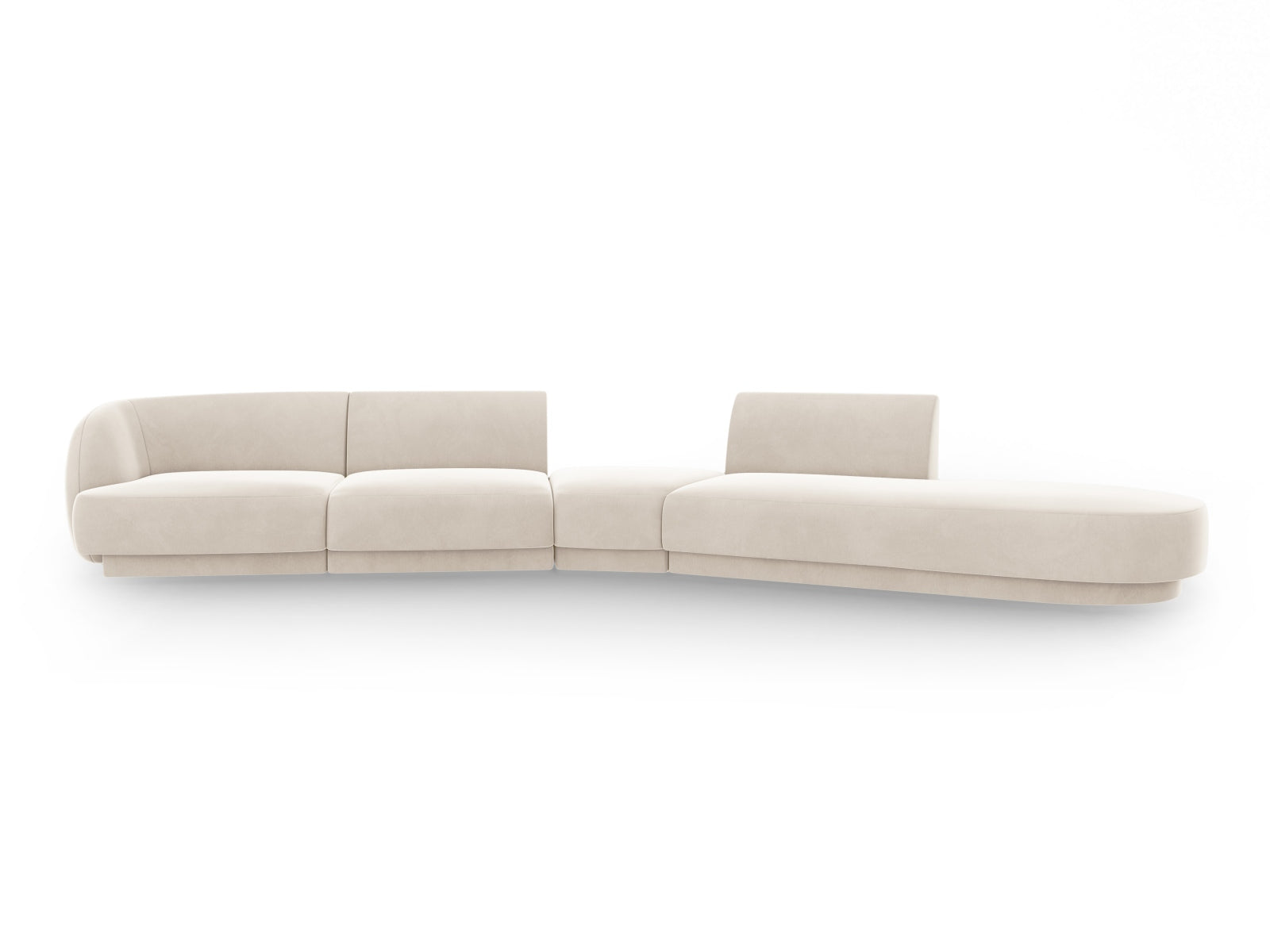 Miley Velour modulares Sofa rechts 5 Sitzer in Light Beige präsentiert im Onlineshop von KAQTU Design AG. L-Sofa rechts ist von Micadoni