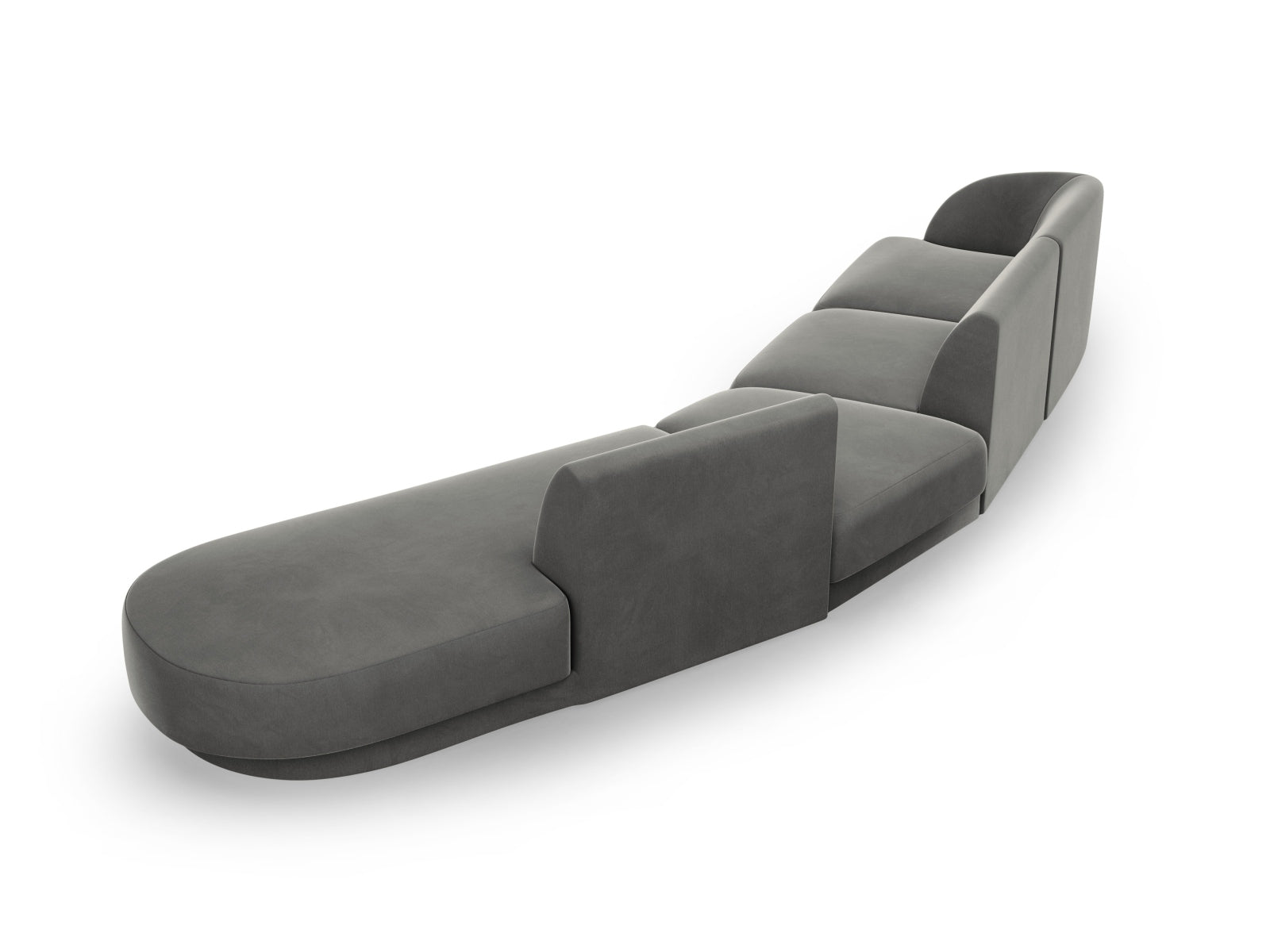 Miley Velour modulares Sofa rechts 5 Sitzer in Light Grey präsentiert im Onlineshop von KAQTU Design AG. L-Sofa rechts ist von Micadoni
