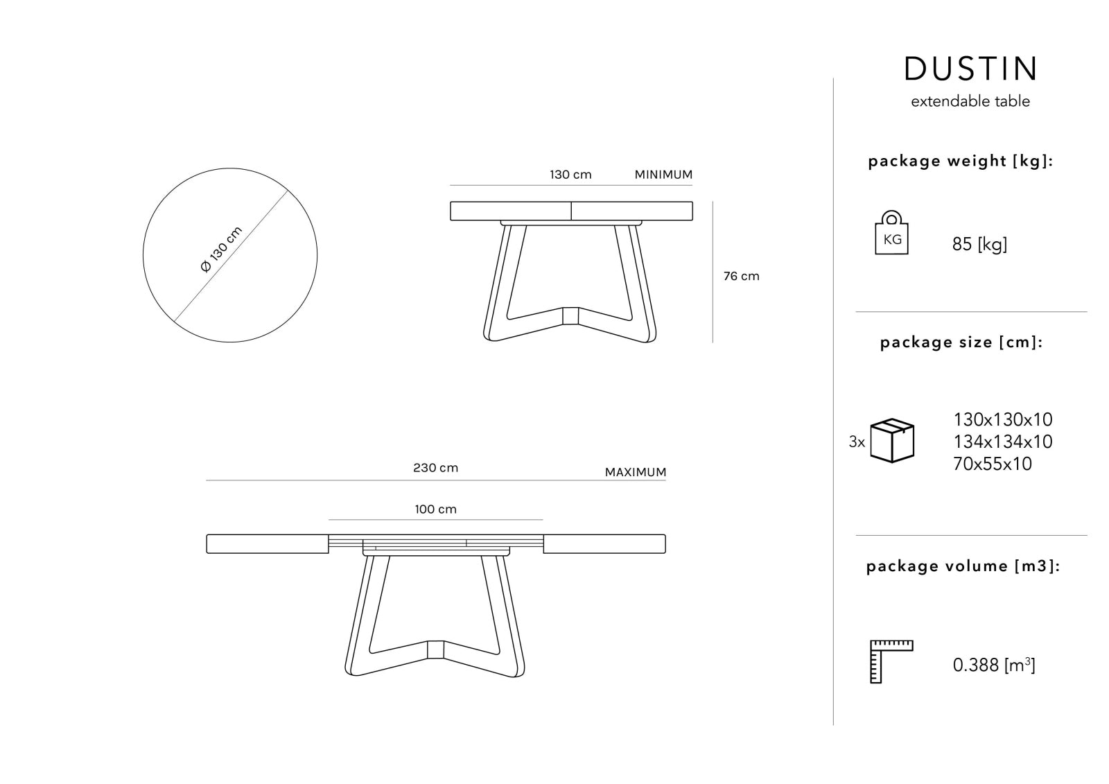 Erleben Sie den Dustin ausziehbaren Tisch von Micadoni – perfekt für 8 Personen, stilvolles Design und vielseitig für jede Gelegenheit.