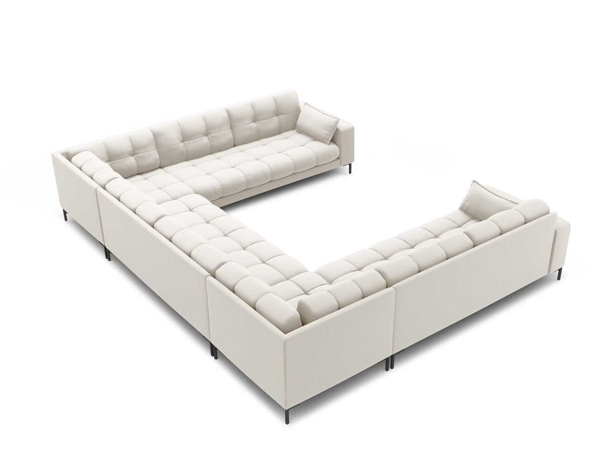 Mamaia Panoramic Sofa 9 Sitzer in Light Beige/Schwarz-Neve präsentiert im Onlineshop von KAQTU Design AG. Ecksofa ist von Micadoni