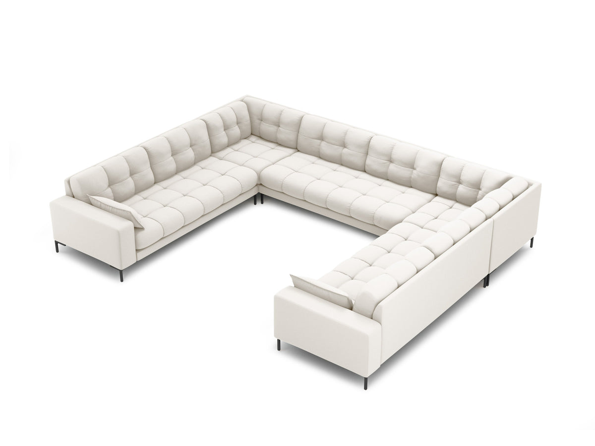 Mamaia Panoramic Sofa 9 Sitzer in Light Beige/Schwarz-Neve präsentiert im Onlineshop von KAQTU Design AG. Ecksofa ist von Micadoni