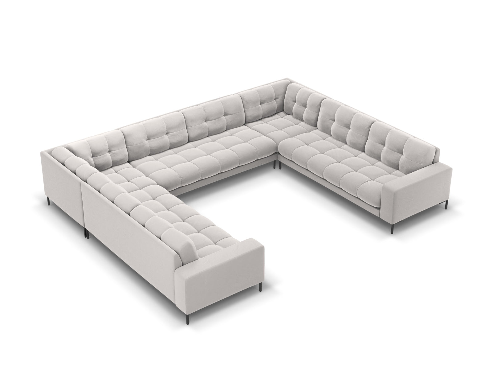 Mamaia Velour Panoramic Sofa 9 Sitzer in Silver/Schwarz präsentiert im Onlineshop von KAQTU Design AG. 3er Sofa ist von Micadoni