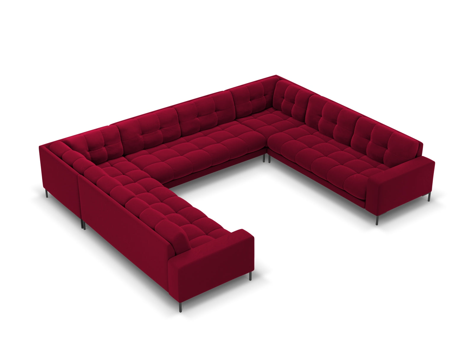 Mamaia Velour Panoramic Sofa 9 Sitzer in Red/Schwarz präsentiert im Onlineshop von KAQTU Design AG. 3er Sofa ist von Micadoni
