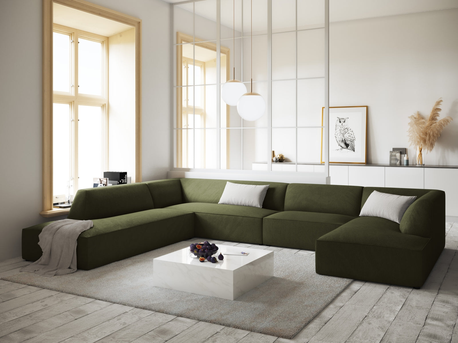 Ruby Panoramic Ecksofa links 7 Sitzer in Green präsentiert im Onlineshop von KAQTU Design AG. Ecksofa links ist von Micadoni